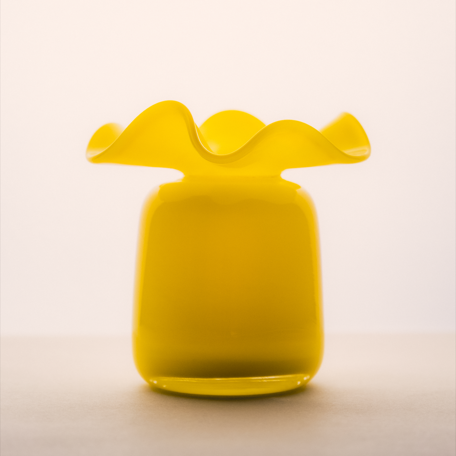 Handmade Glass Ruffle Bud Vase | Yellow