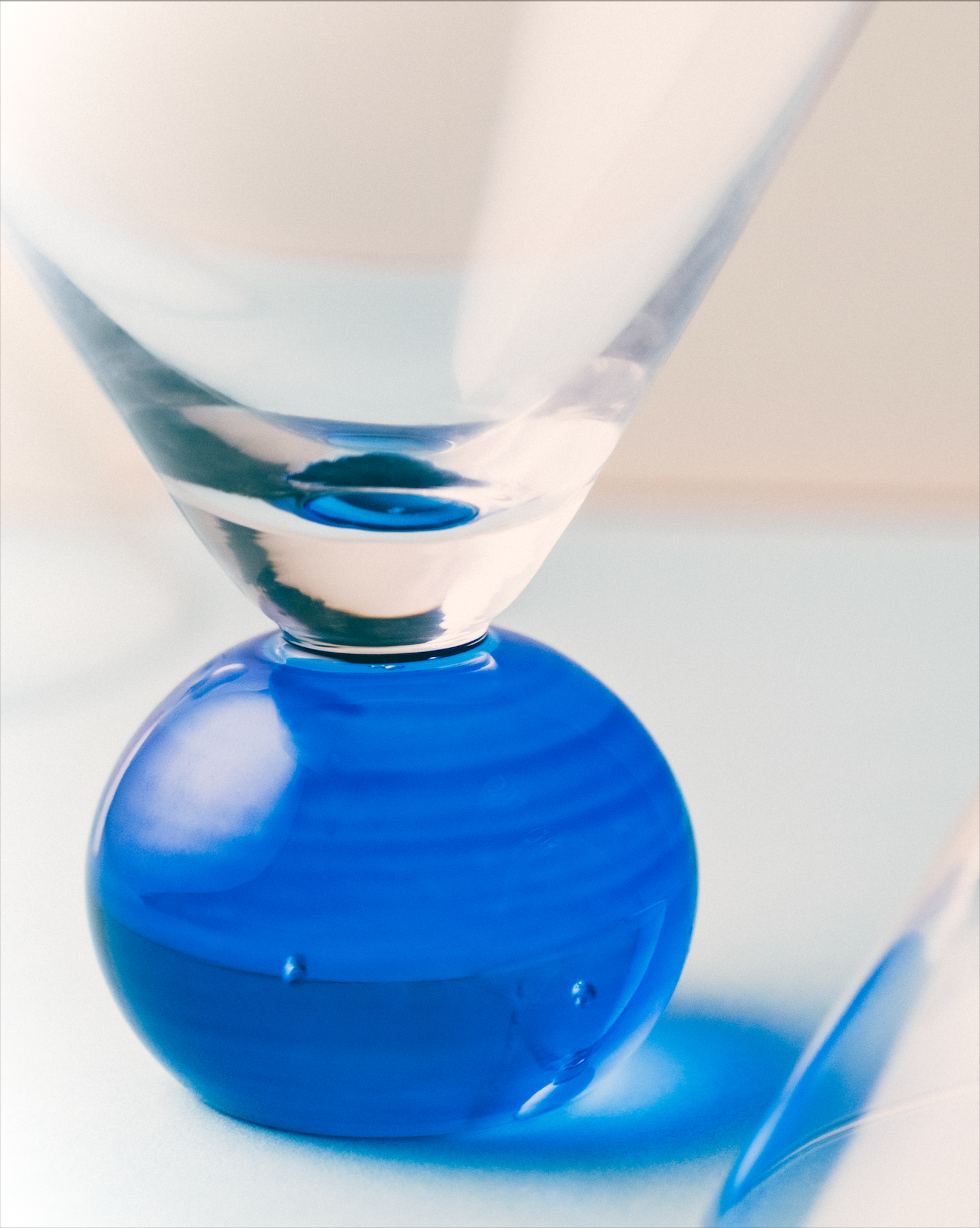 Cocktail Glasses, Cobalt Blue/ Clear - Set of 2