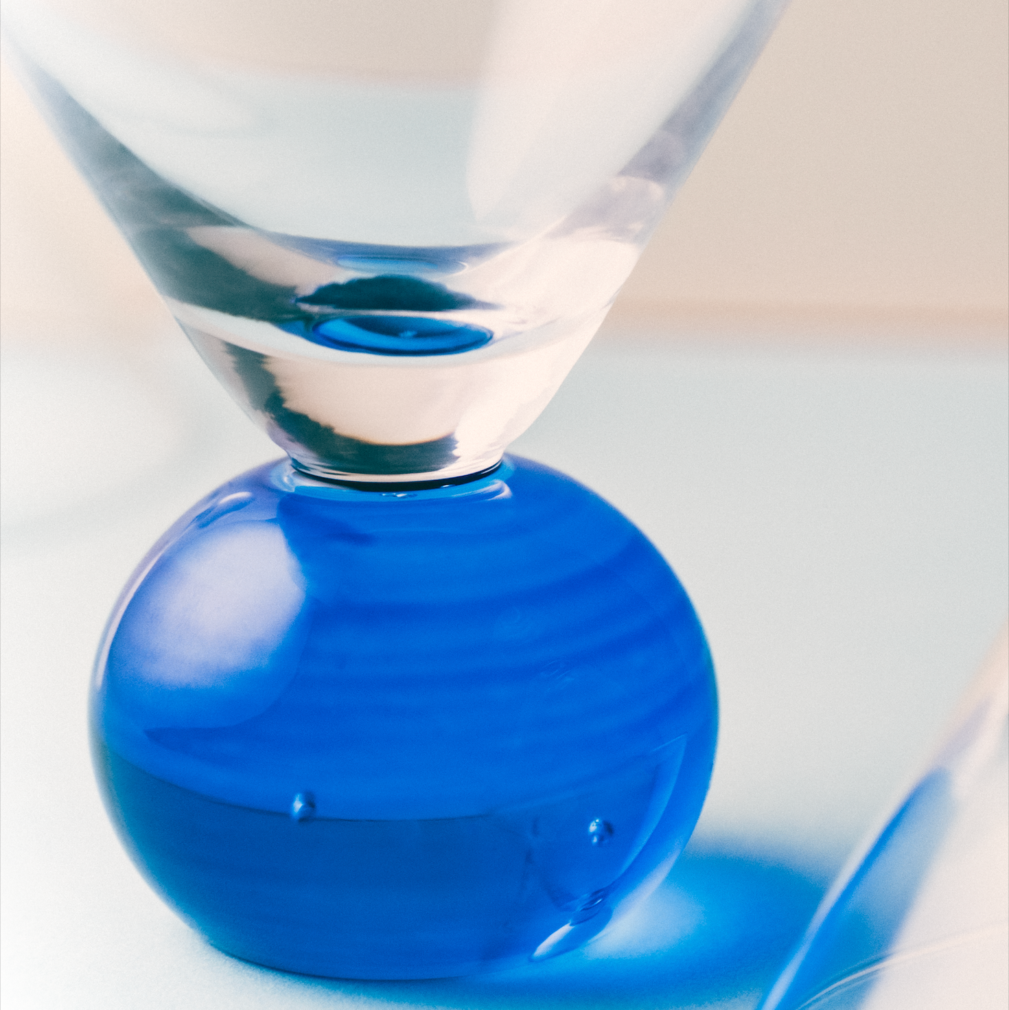 Cocktail Glasses in Cobalt Blue & Clear | Set of 2
