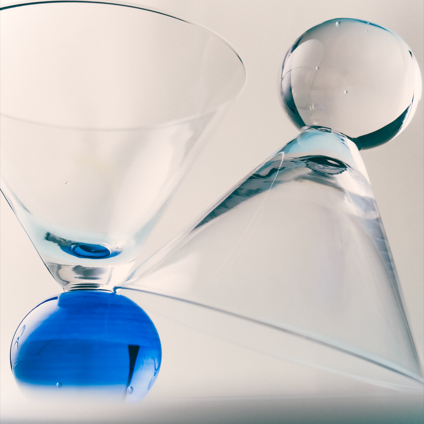 Cocktail Glasses in Cobalt Blue & Clear | Set of 2