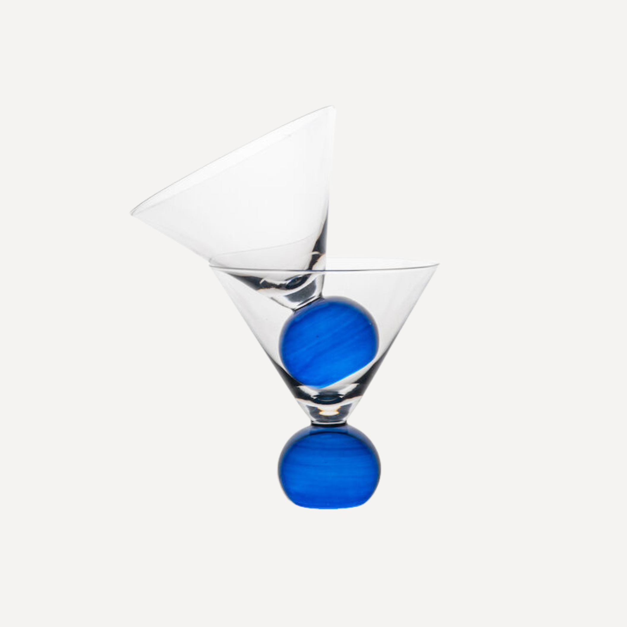 Cocktail Glasses in Cobalt Blue & Clear | Set of 2