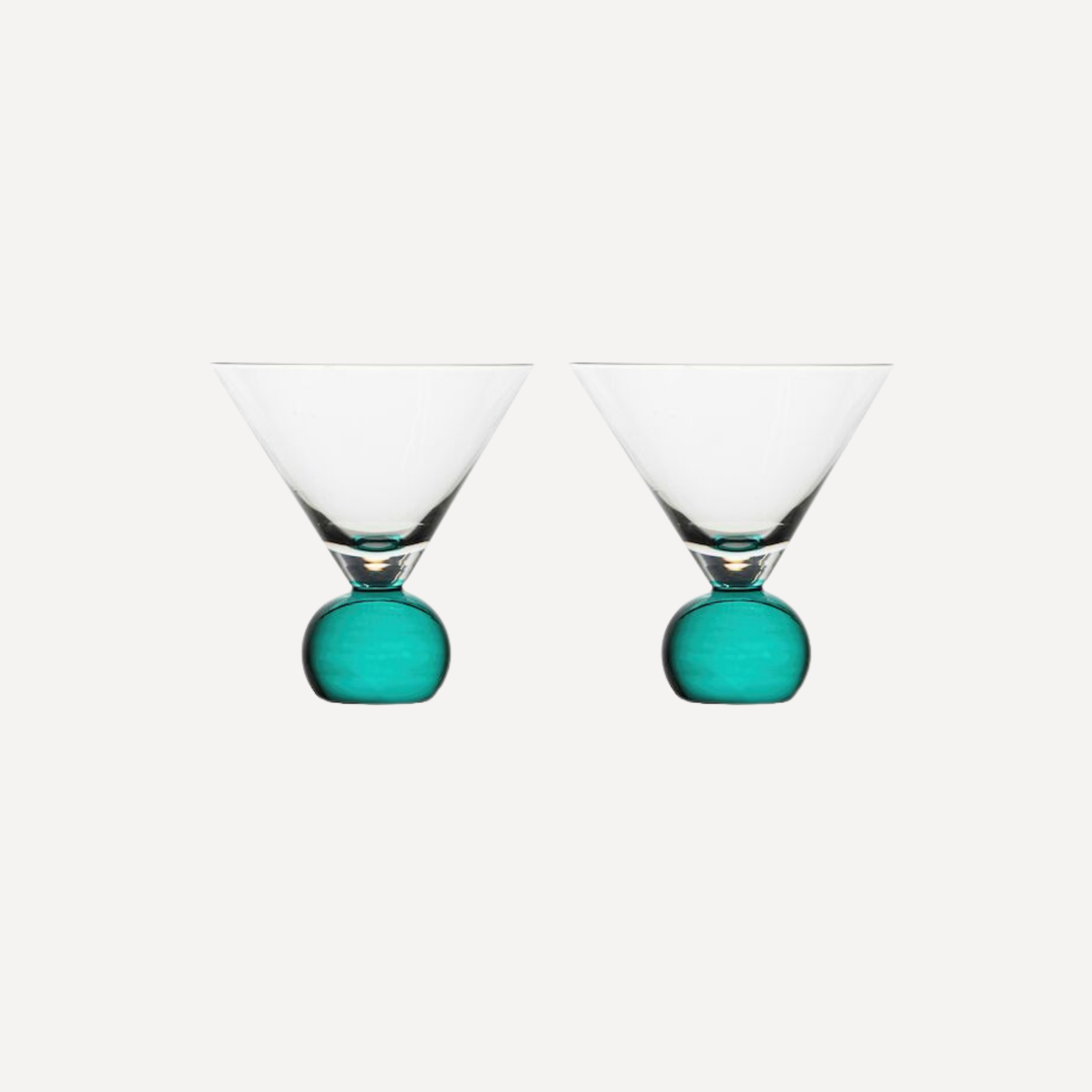 Cocktail Glasses in Green & Clear | Set of 2