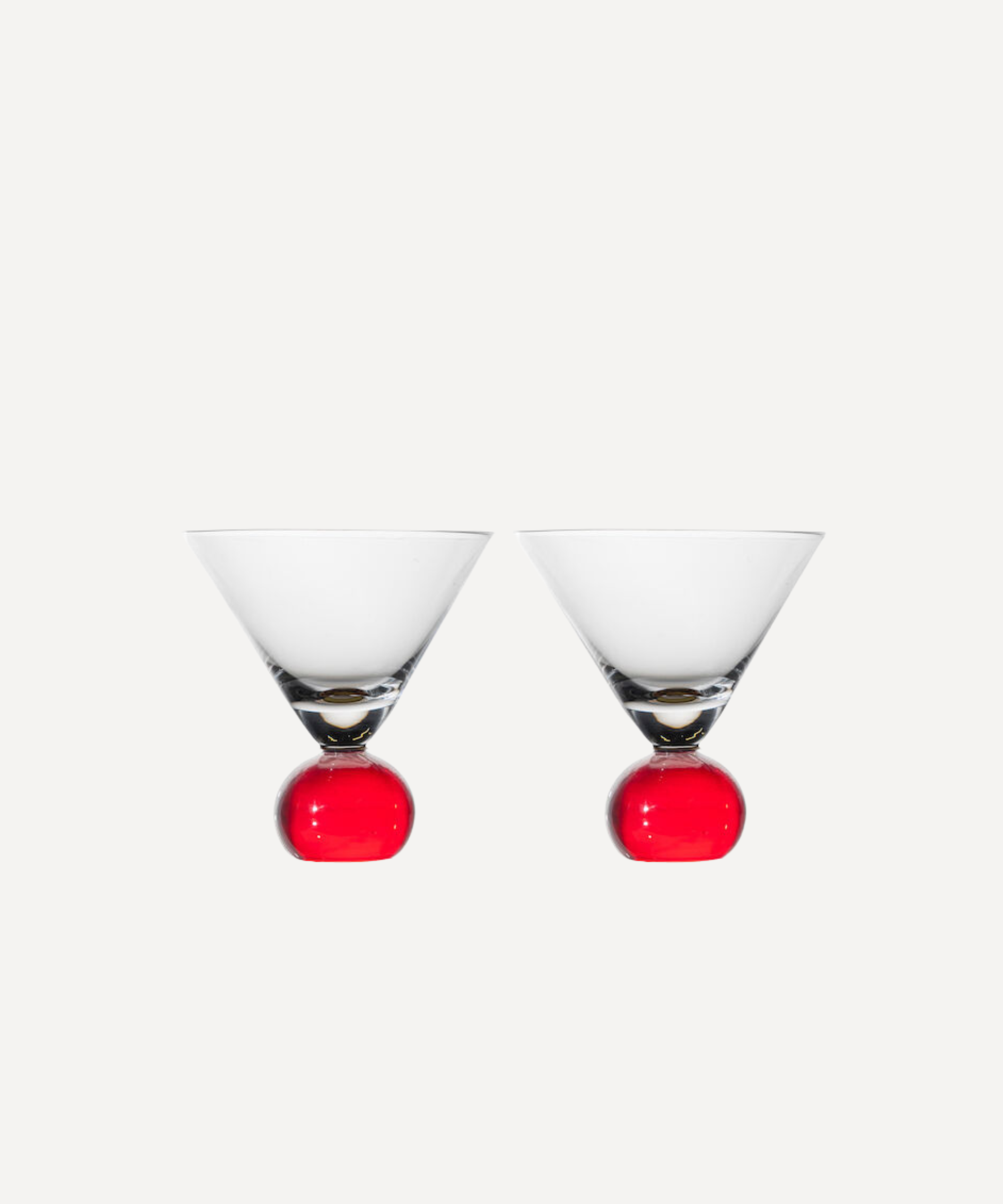 Cocktail Glasses, Red/ Clear - Set of 2