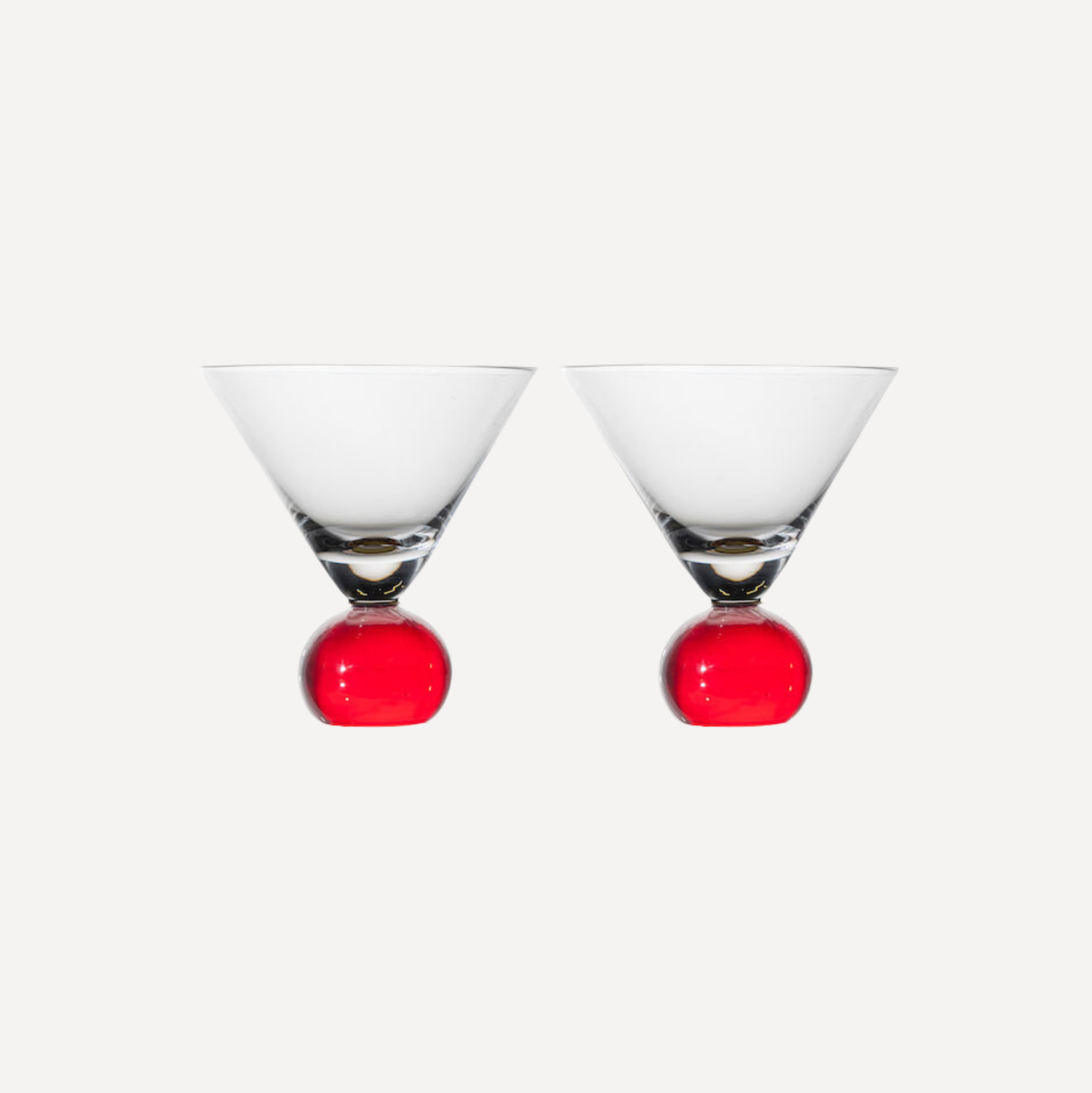 Cocktail Glasses in Red & Clear | Set of 2