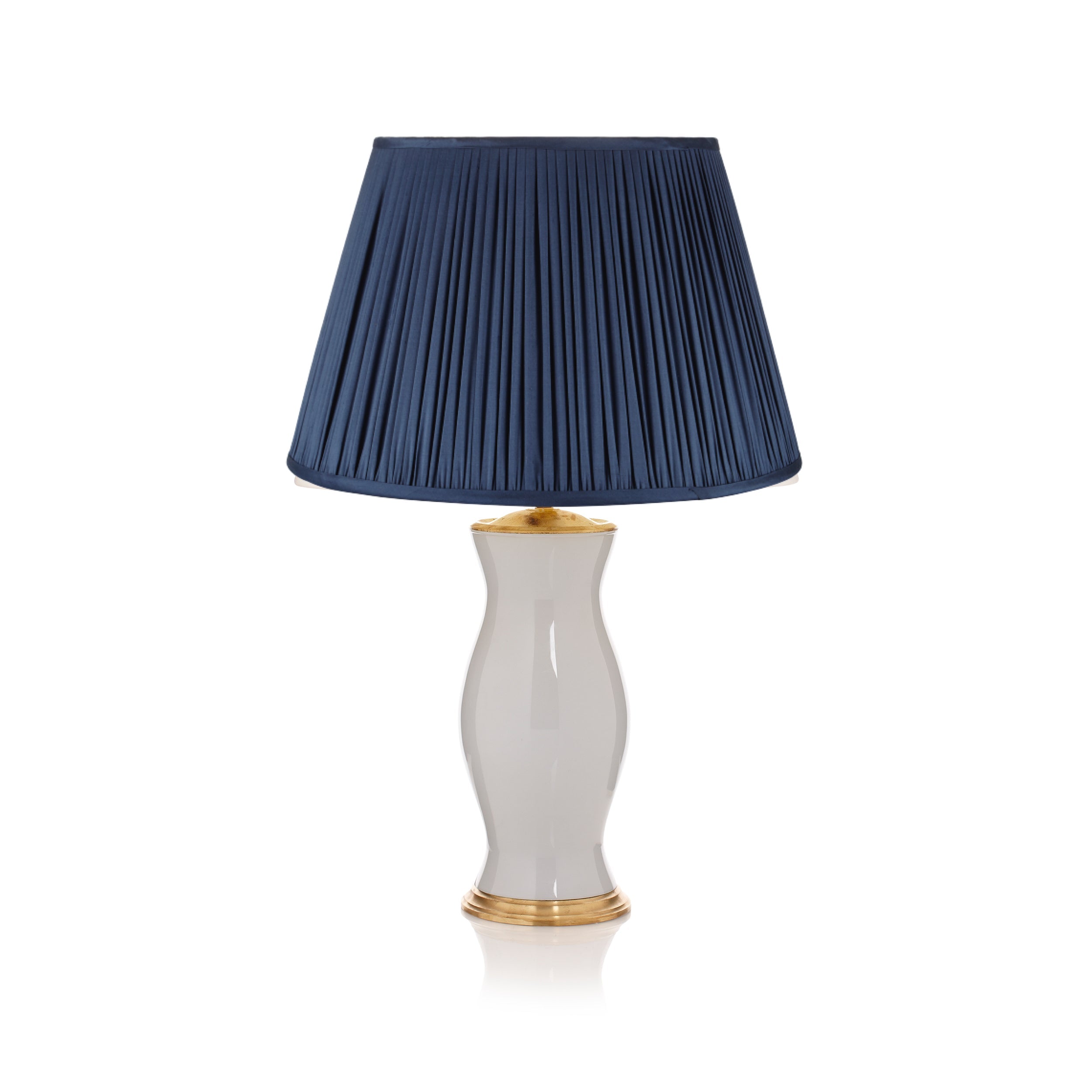 PLEATED SILK LAMPSHADE IN CHARCOAL BLUE