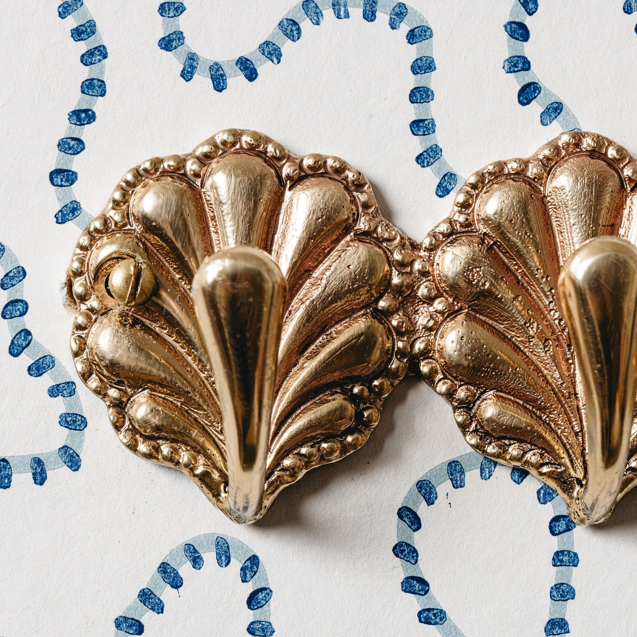Shell Brass Coat Hooks
