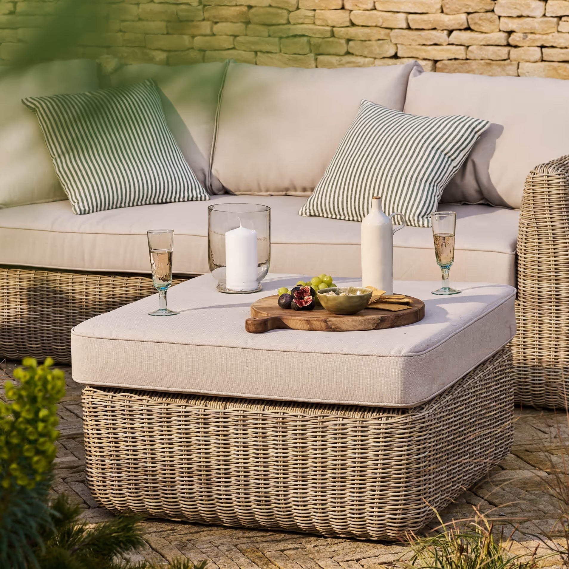 Skala 3-Seater Sofa, Armchair & Ottoman Set | Light Rattan