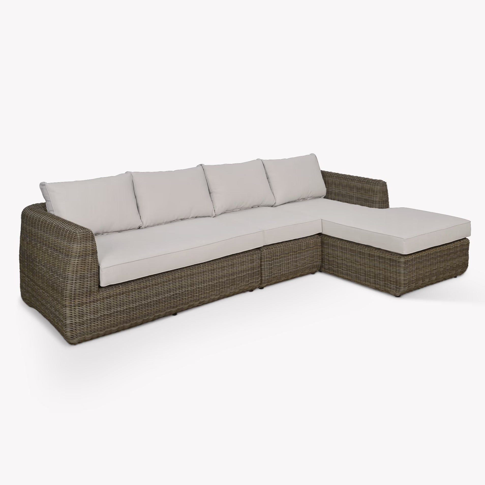 Skala Corner Sofa & Ottoman Set | Dark Rattan