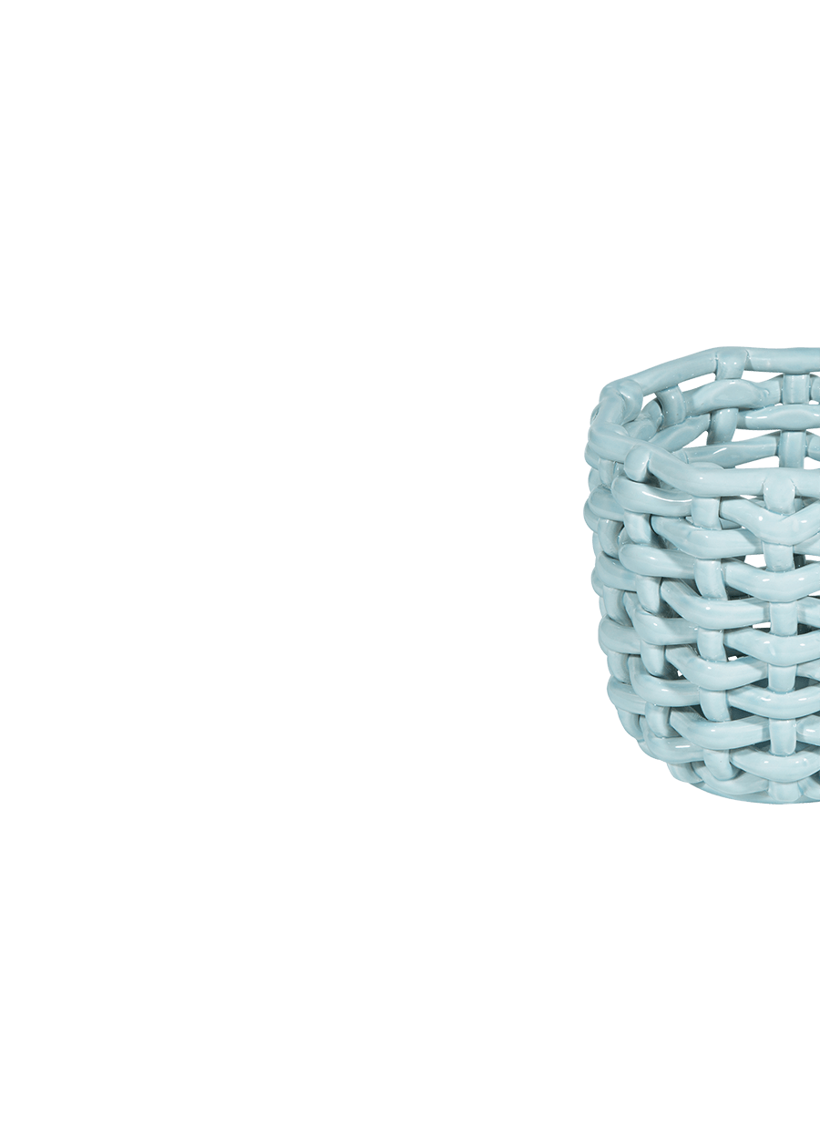 Sky Blue Basketweave Planter