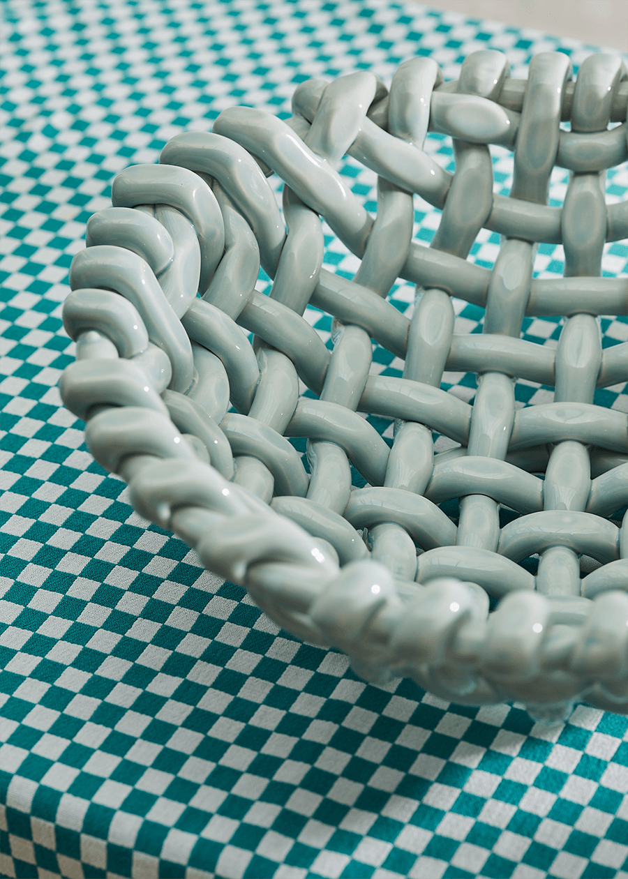 Sky Blue Basketweave Bowl