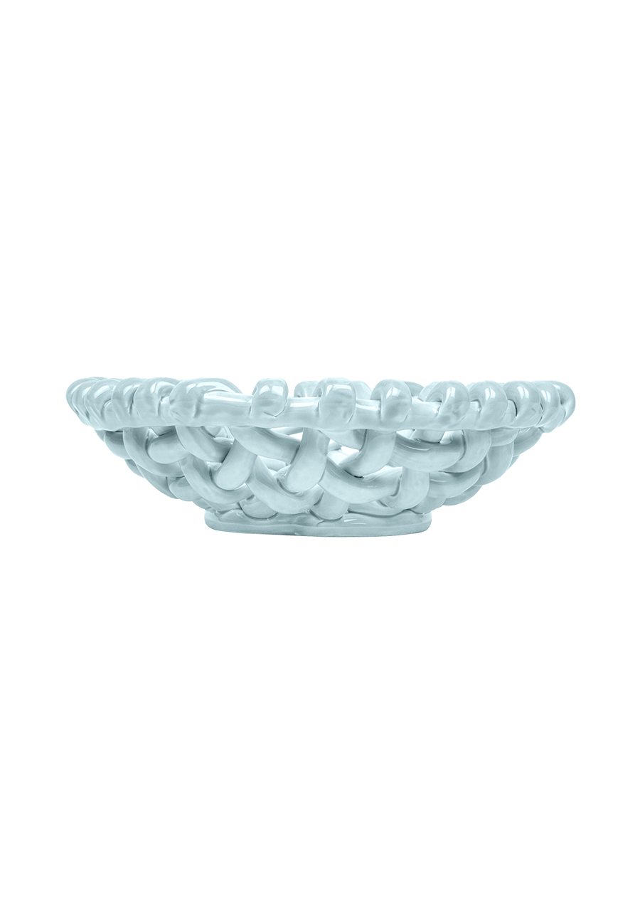 Sky Blue Basketweave Bowl | Small