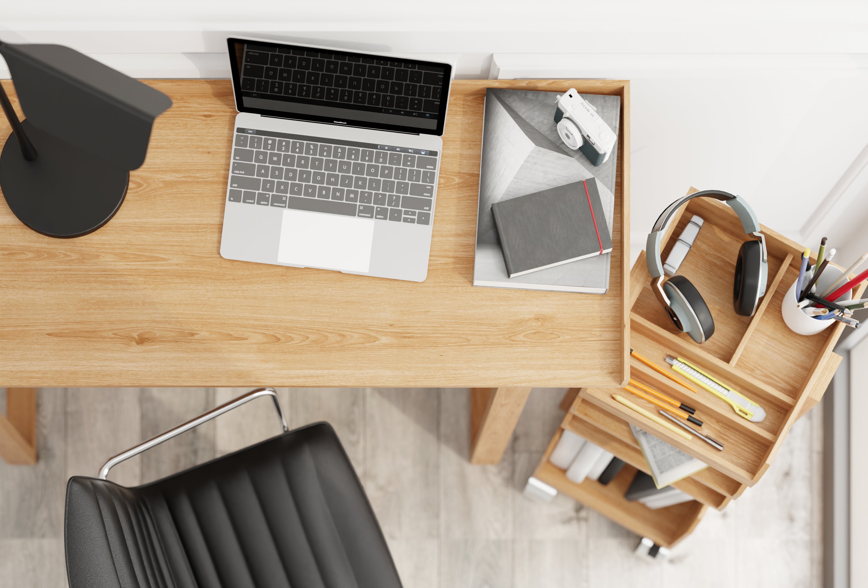 Slim Laptop Writing Table - Oak