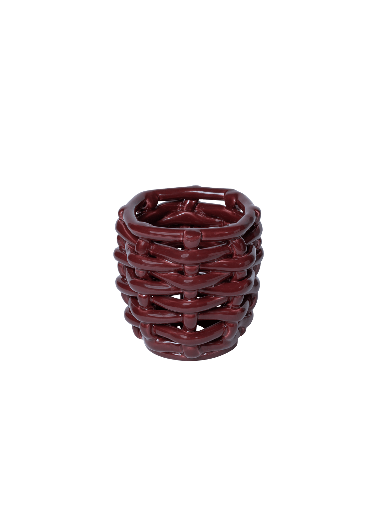 Small Burgundy Basketweave Planter
