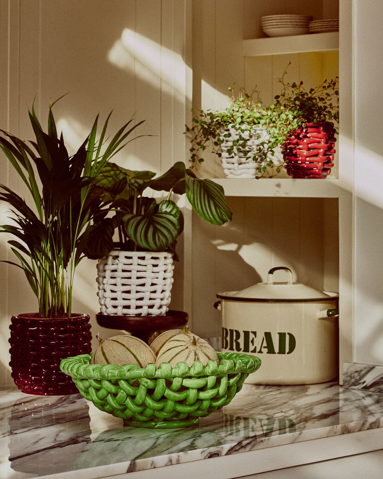 Small Burgundy Basketweave Planter