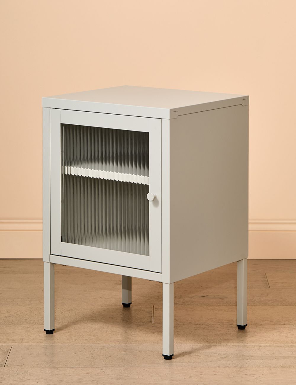 Small Simkin Bedside Cabinet in Panna Cotta Left Hand Opening