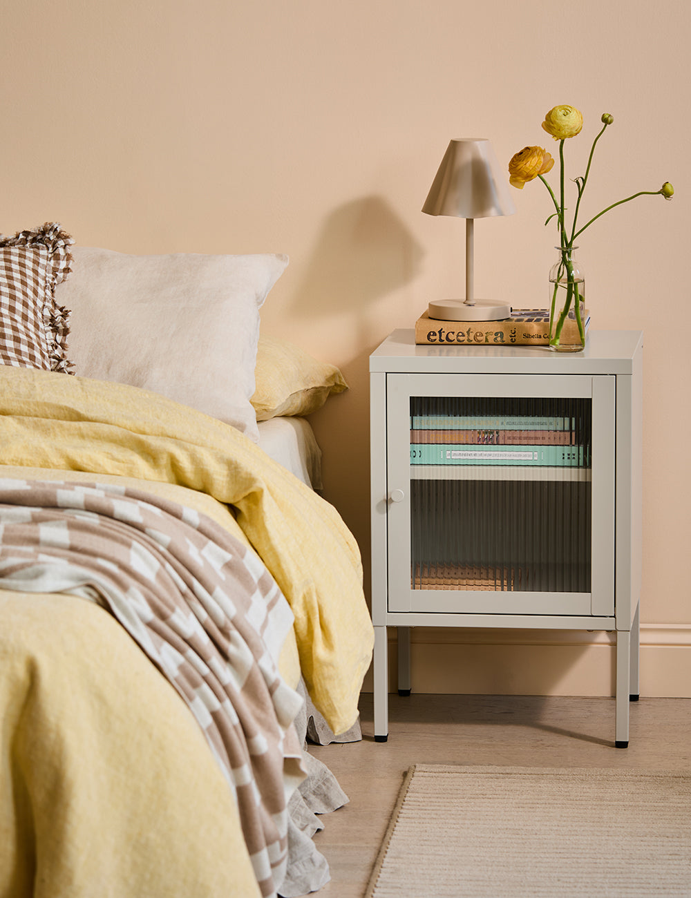 Small Simkin Bedside Cabinet in Panna Cotta Right Hand Opening