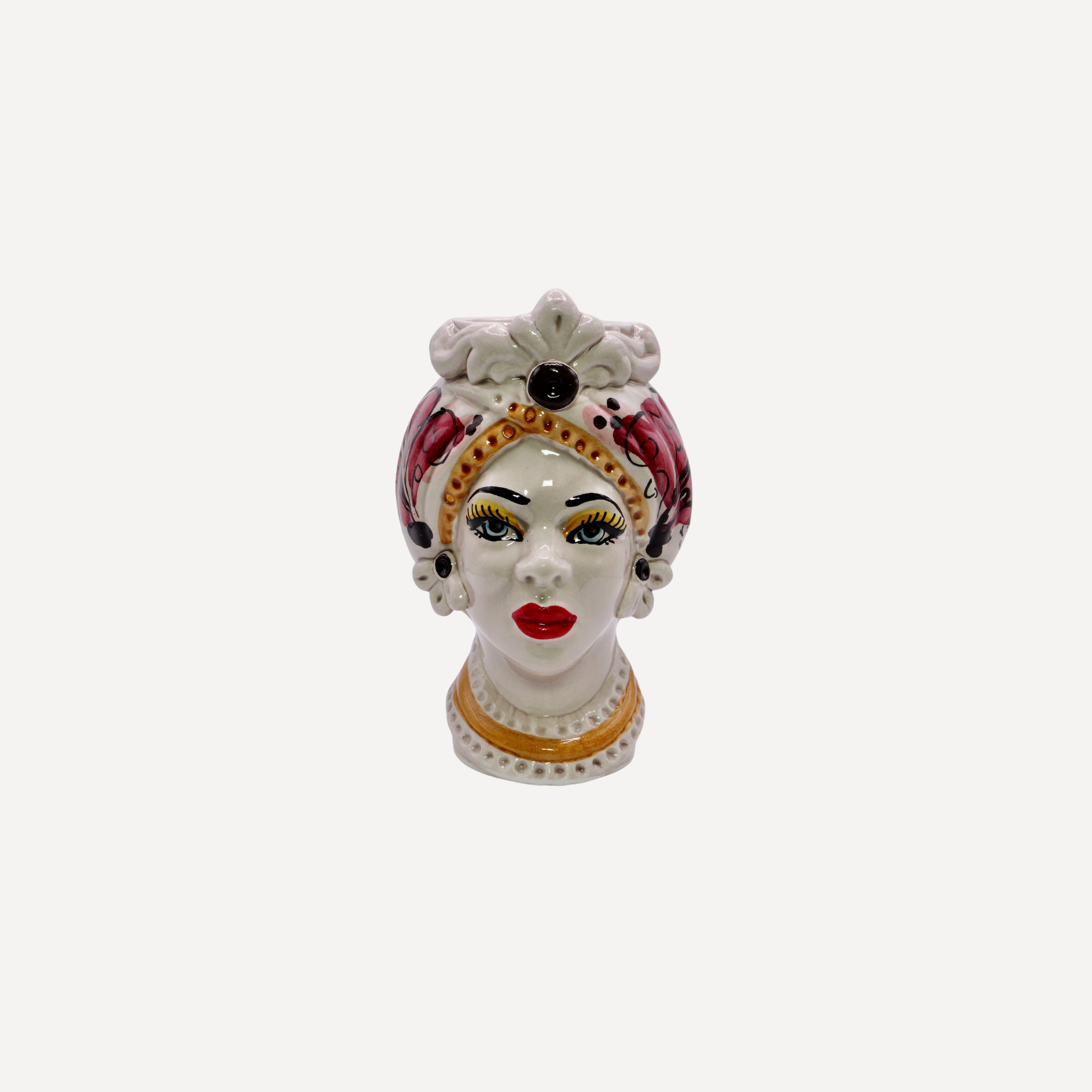 Small Handcrafted Crown Sicilian Head Vase |
