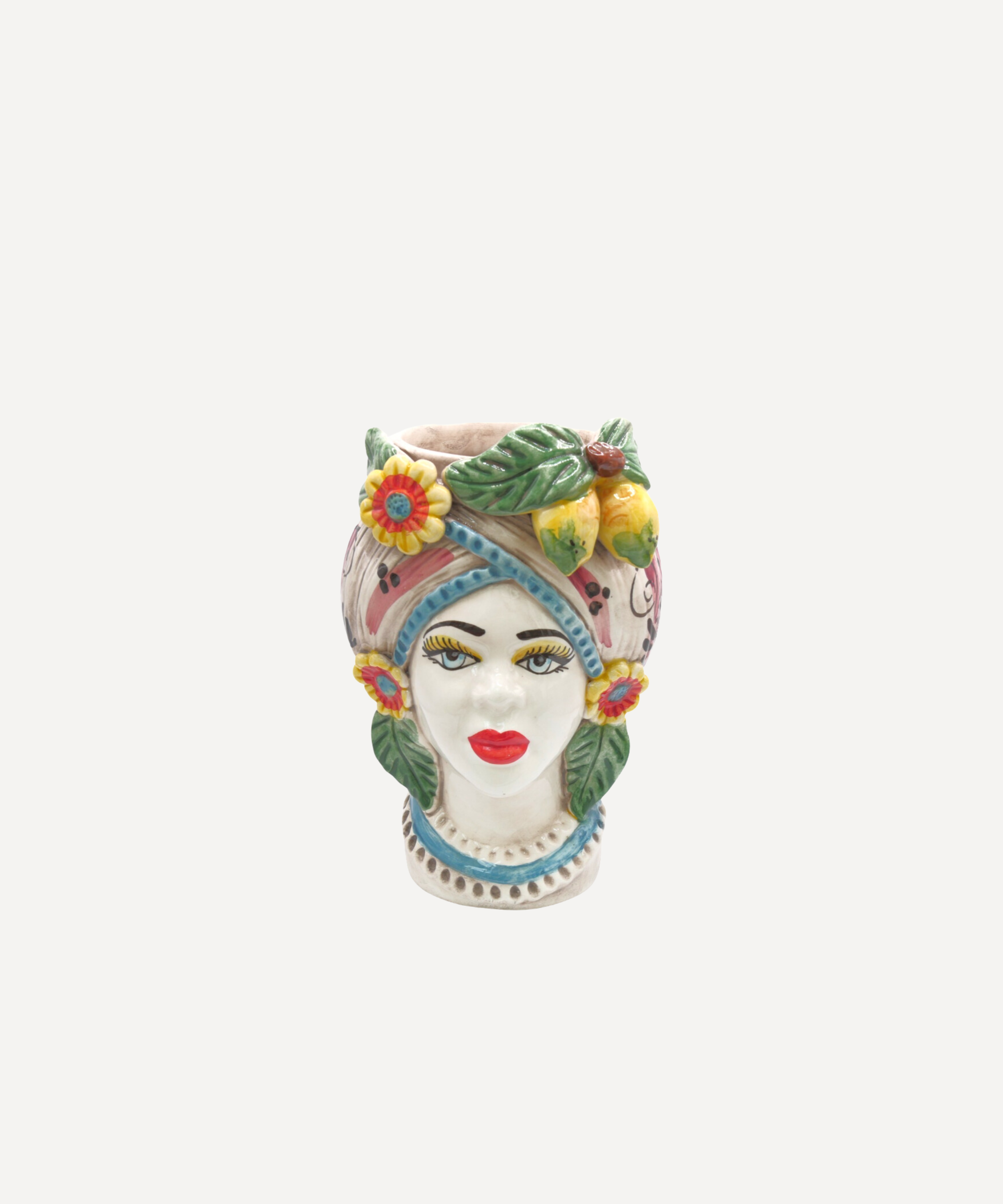 Small Sicilian Vase Head, Lemon & Flowers – Testa di Moro
