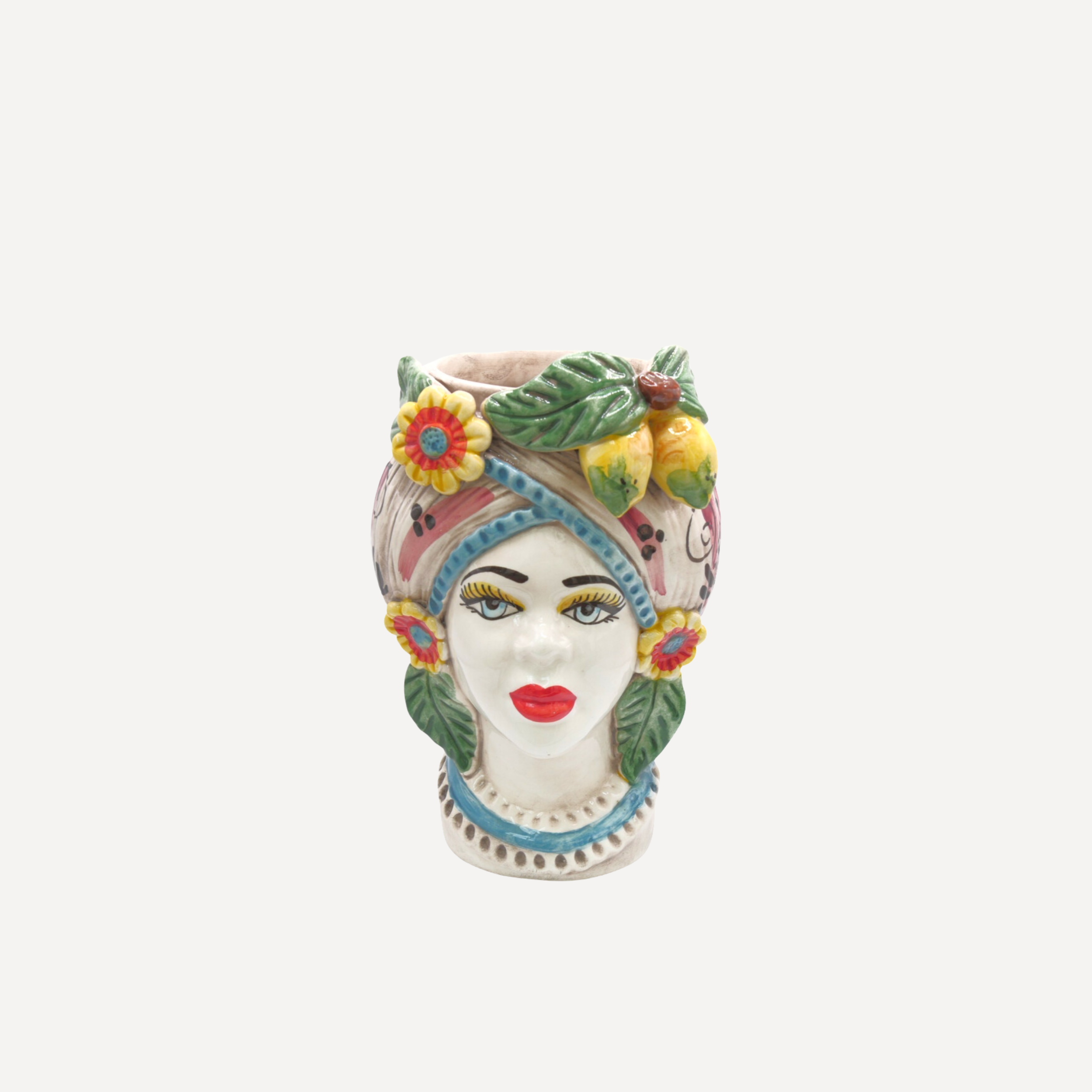 Small Sicilian Lemon & Flowers Vase Head
