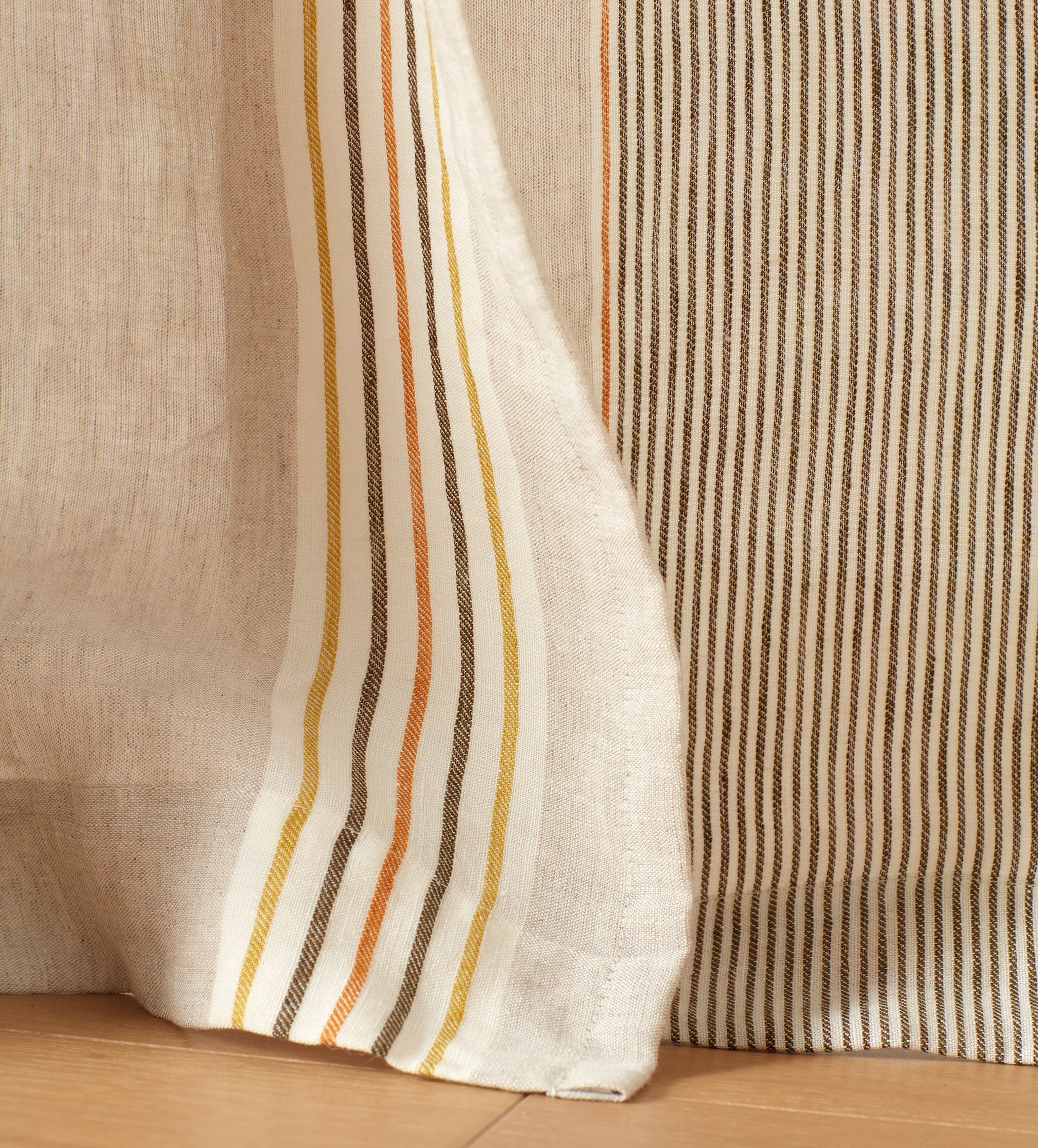 Sophie Stripe 100% Linen Loop Top Curtain (Single)