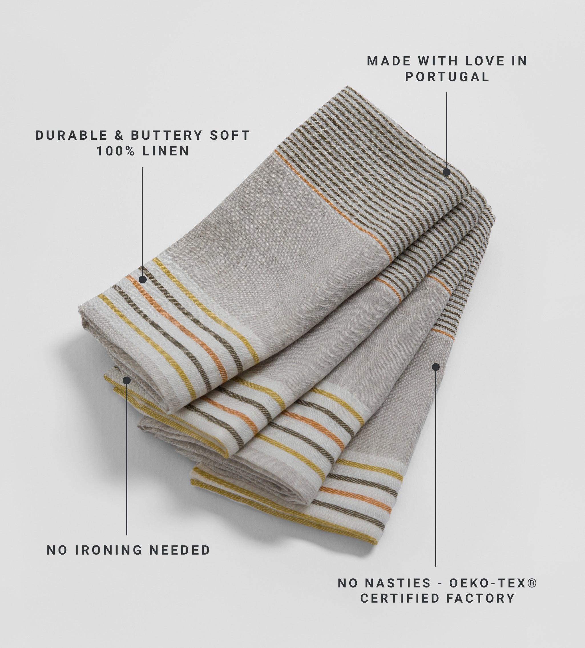 Sophie Stripe 100% Linen Napkins - Set of 4