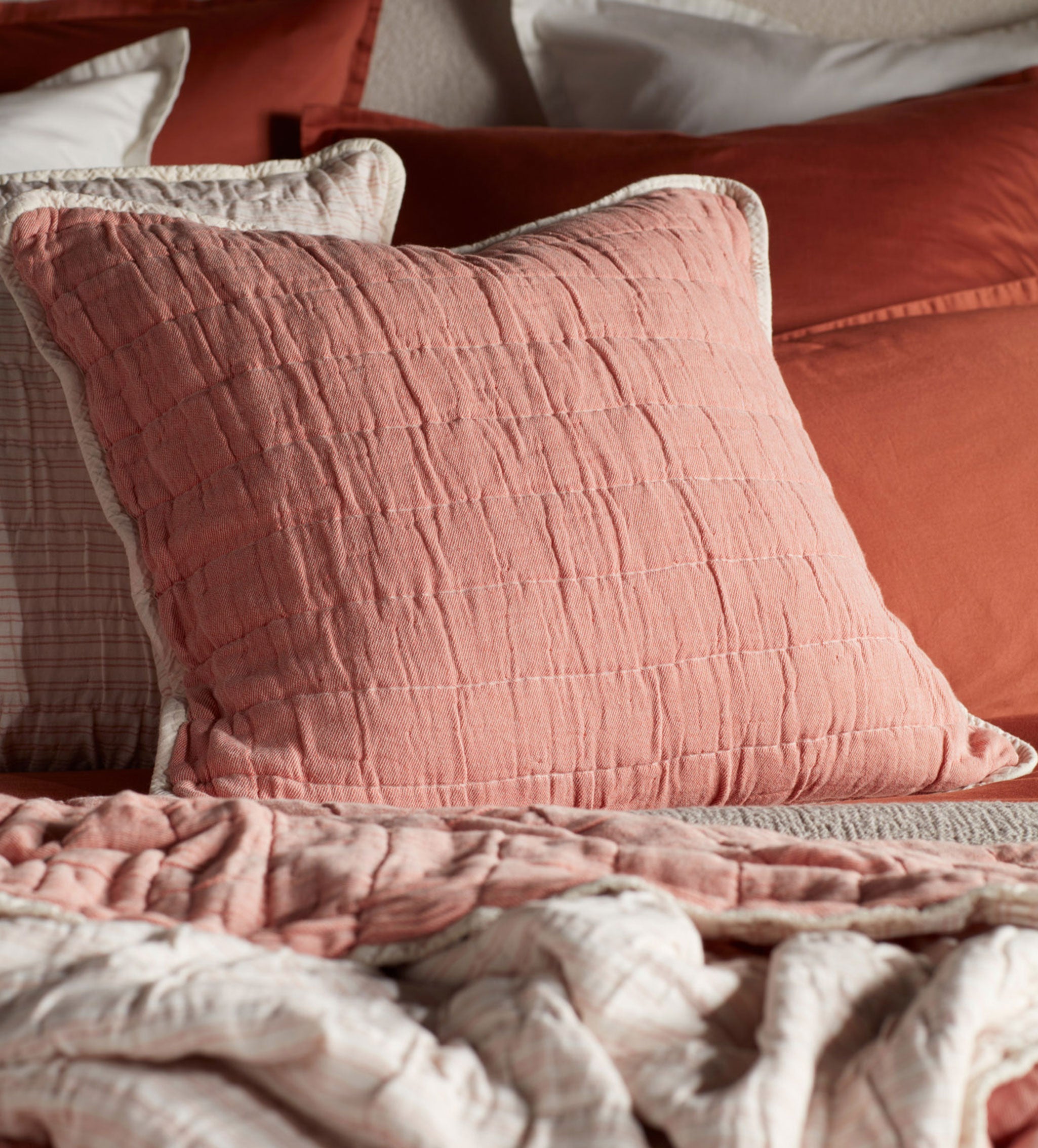 Vivienne 100% Cotton Quilted Cushion Cover | Spice