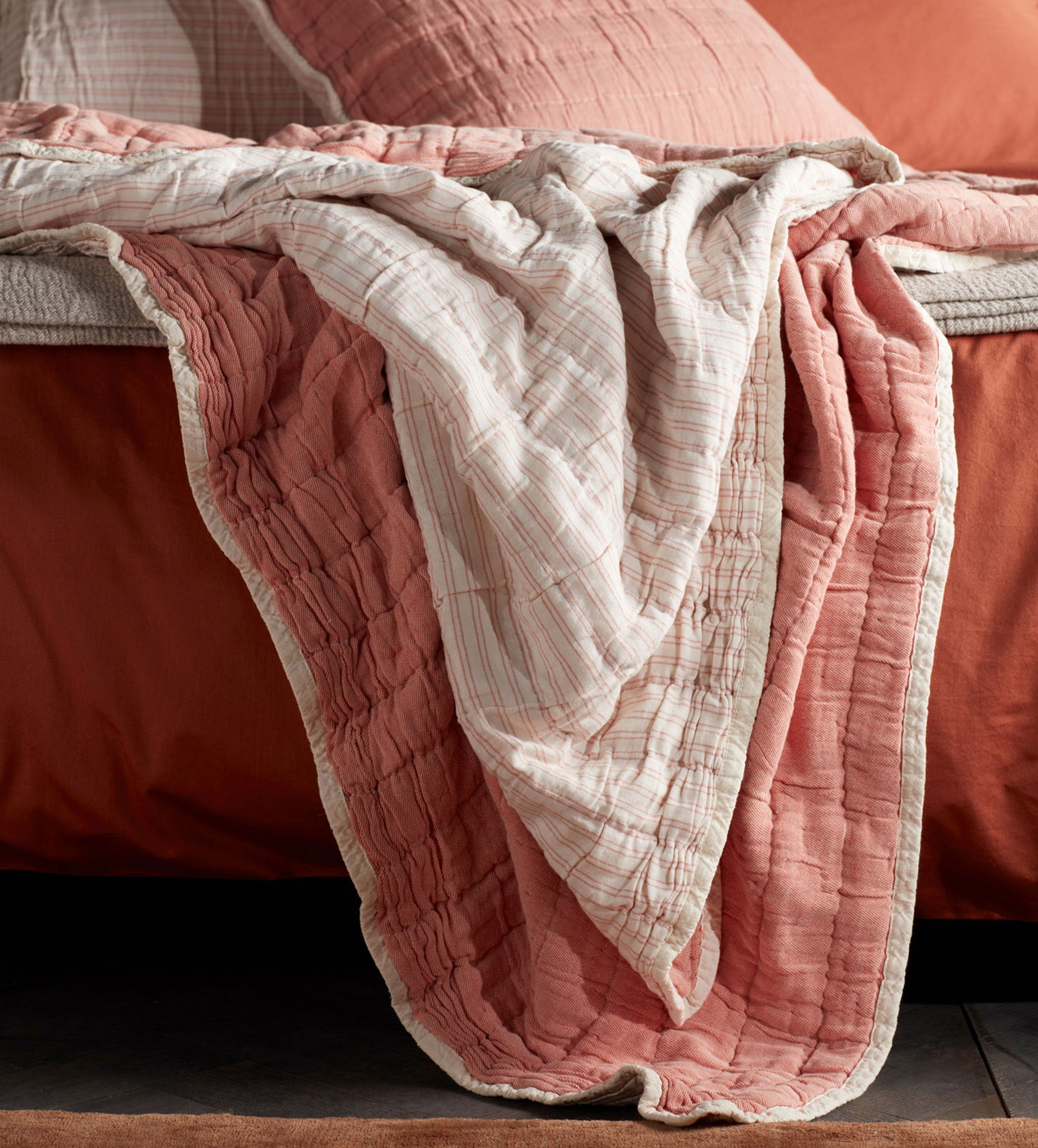 Vivienne 100% Cotton Quilted Throw | Spice