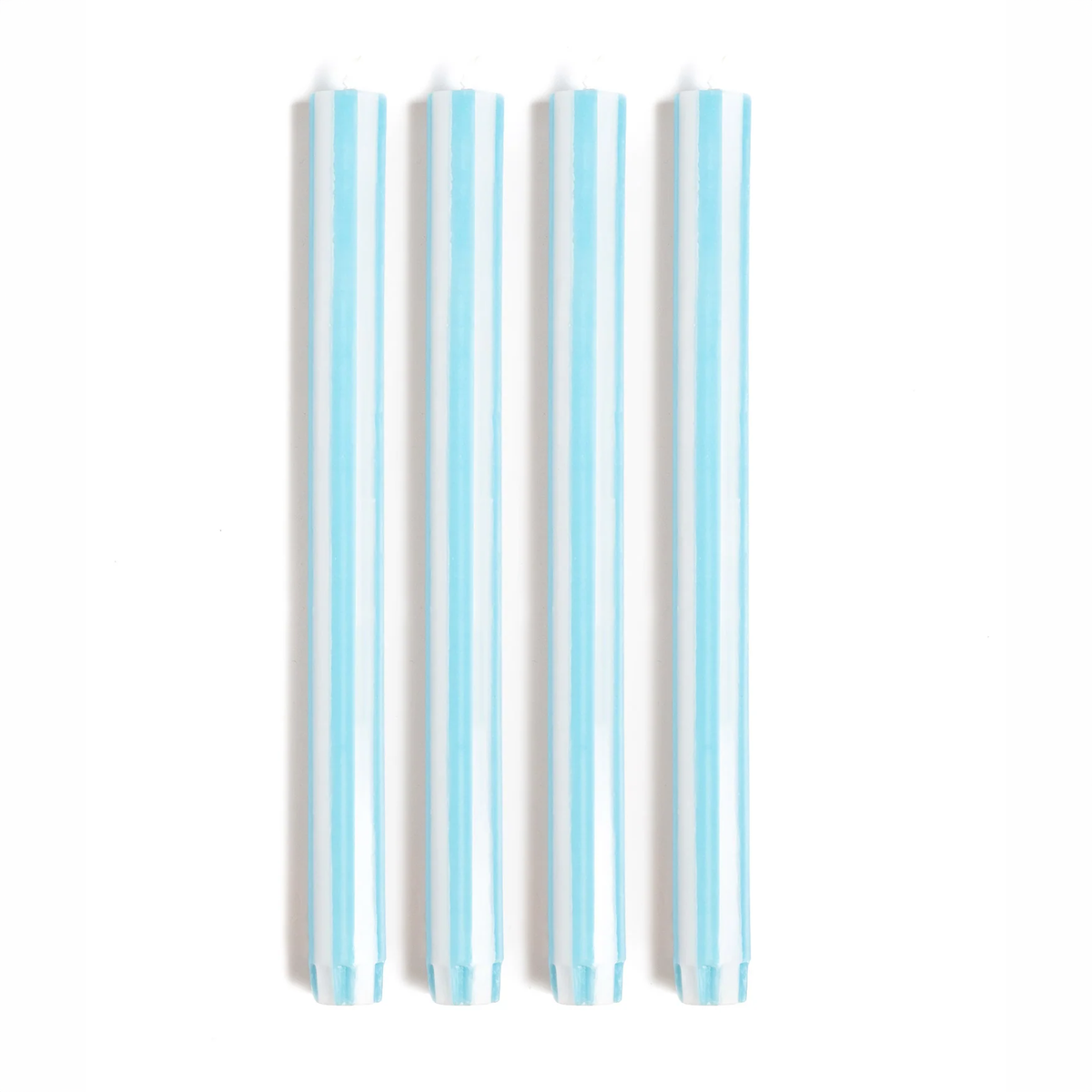 Stripe Dinner Candles | Sky Blue & White