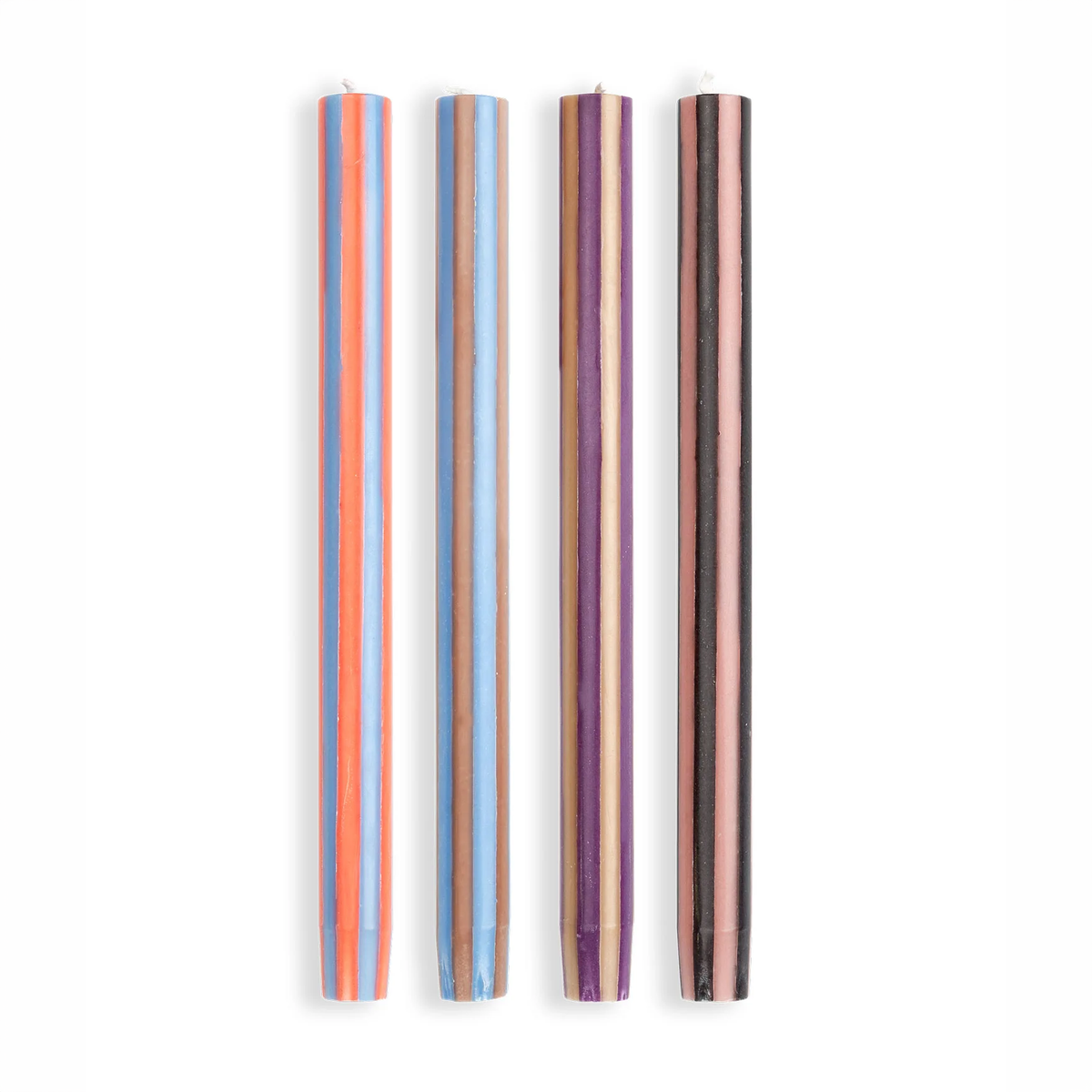 Stripe Dinner Candles | Mixed Set: Dark Contrasting Colours