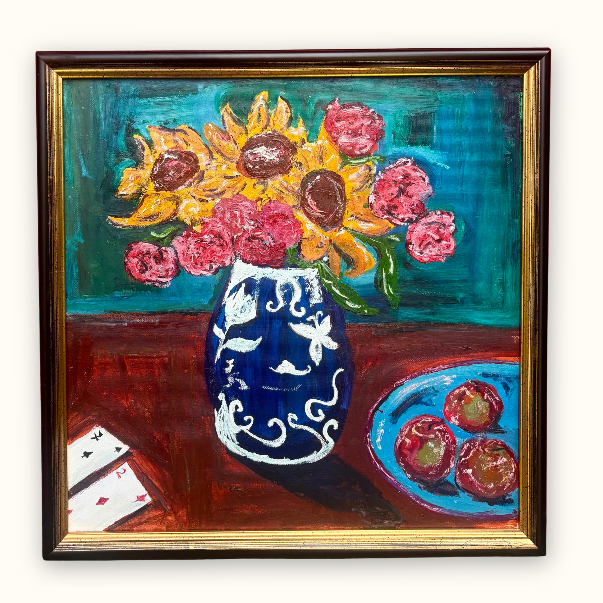 Sunflowers and Solitaire Oil & Acrylic Painting