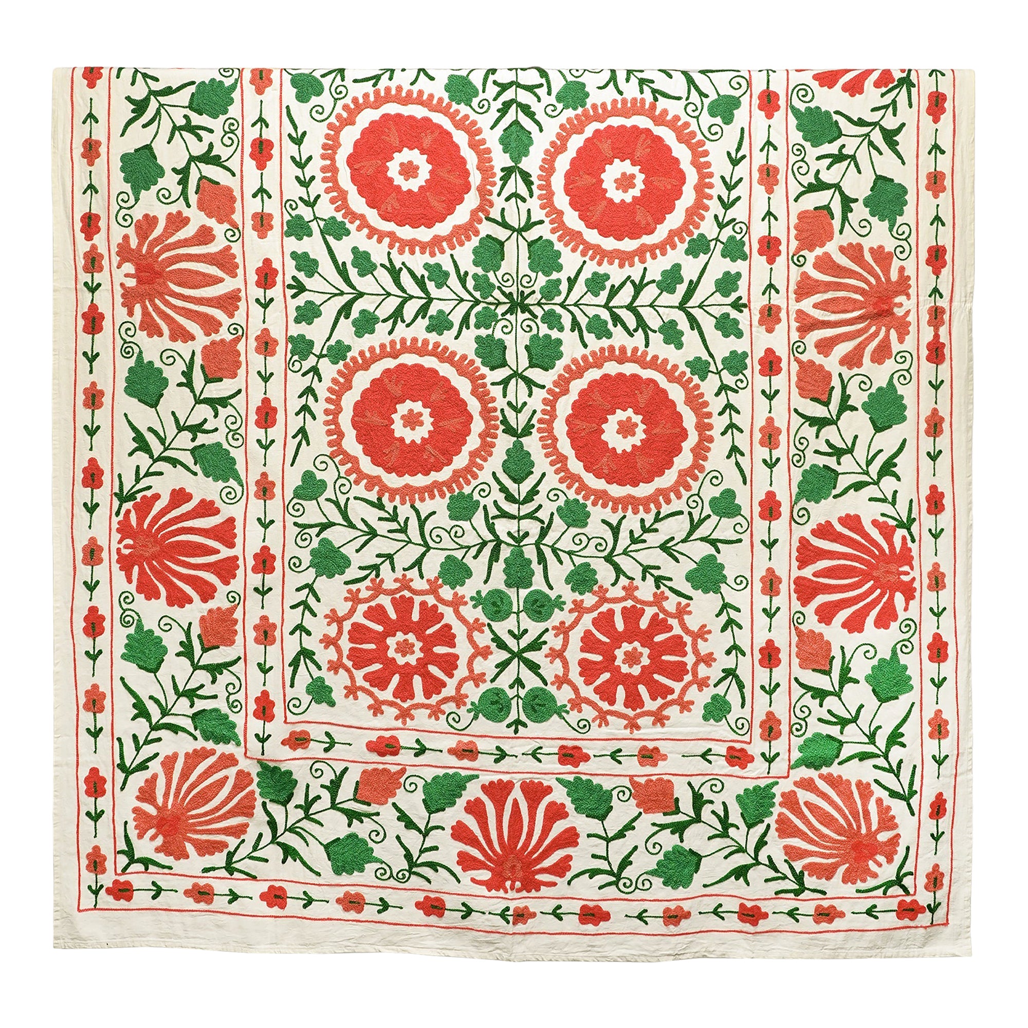 Suzani Throw Green/Red