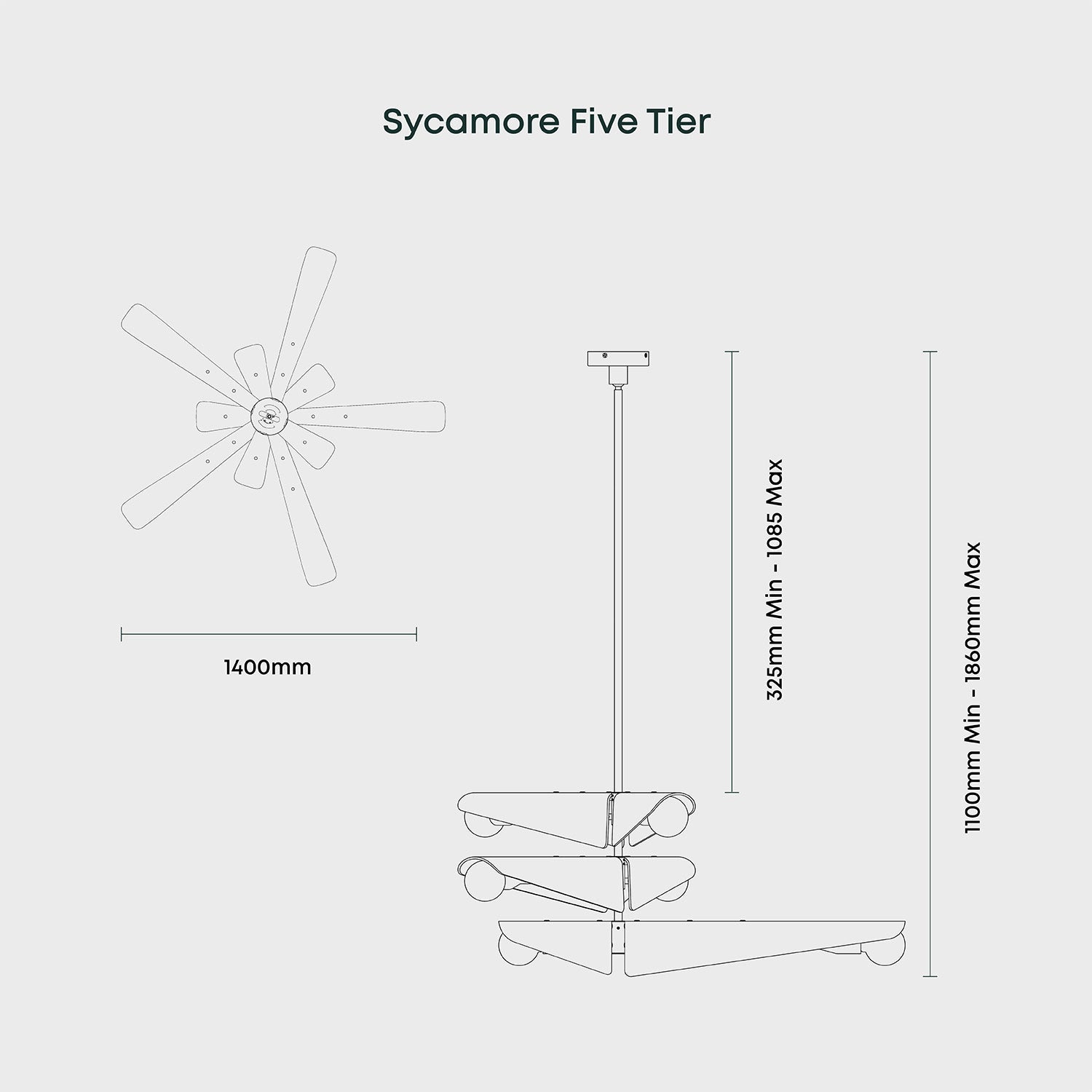 Sycamore Chandelier 5 Tiers in Dawn Grey