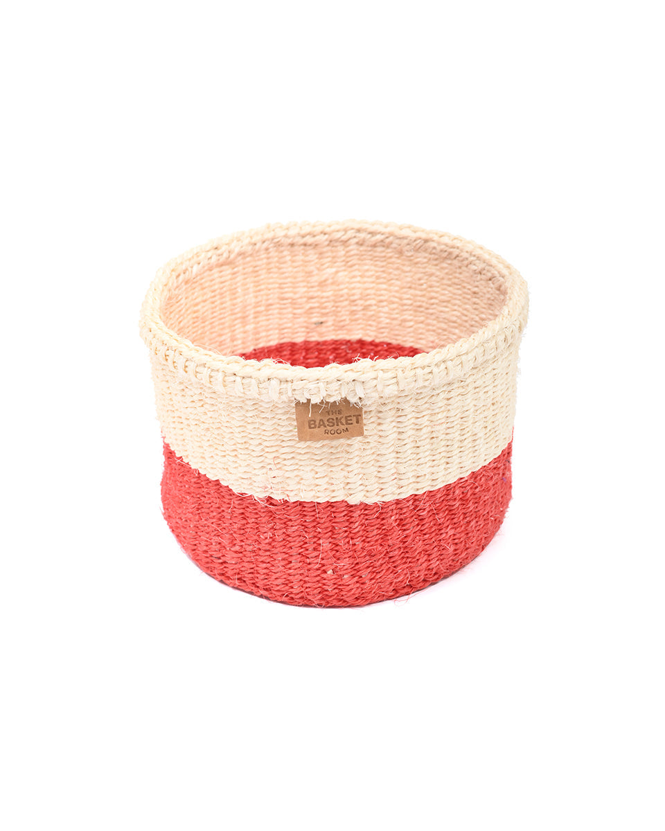 TANGU: Red Colour Block Woven Basket