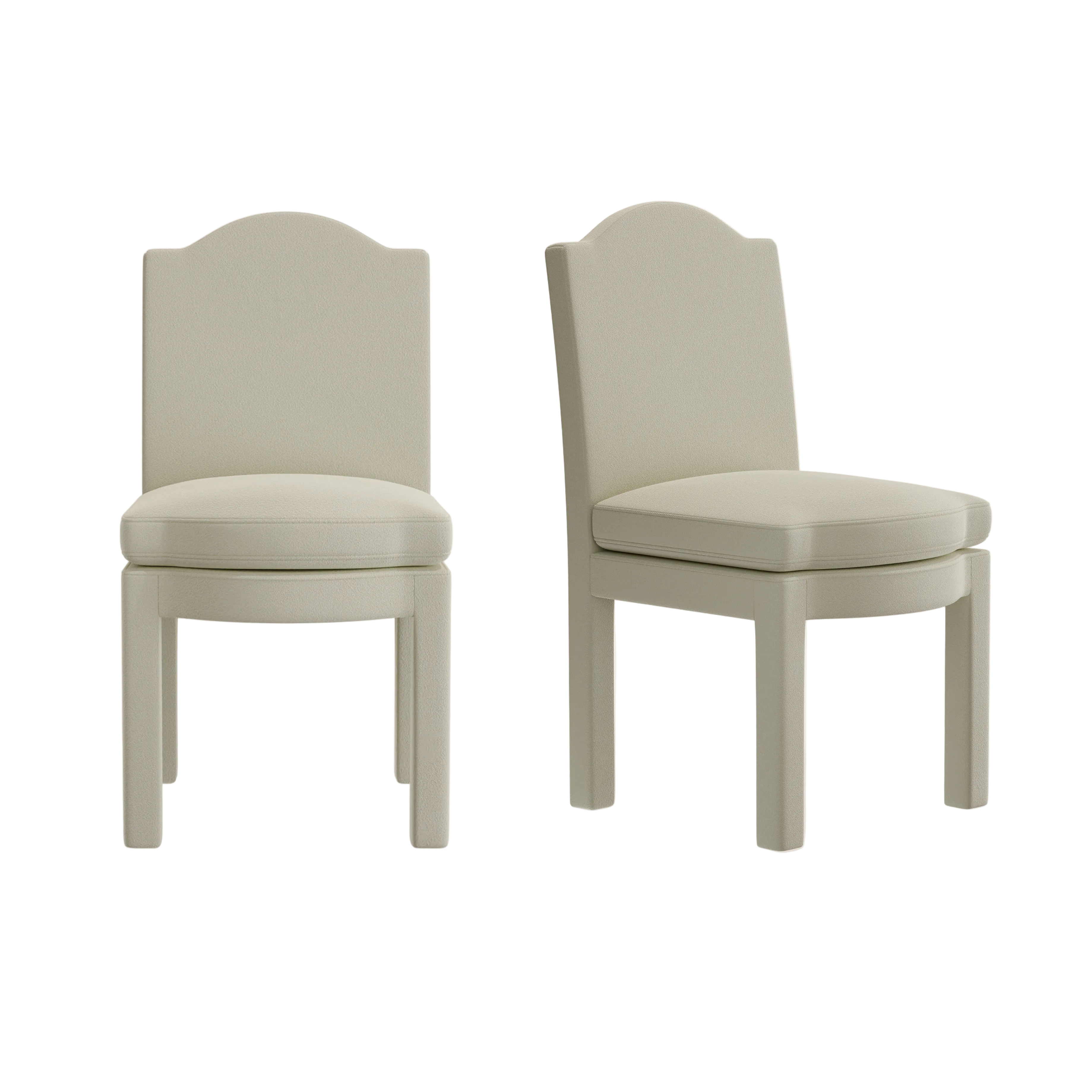 Pair of Leo Dining Chairs, Nougat Boucle