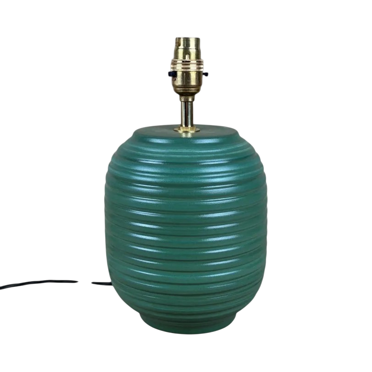 Green Ridged Small Table Lamp