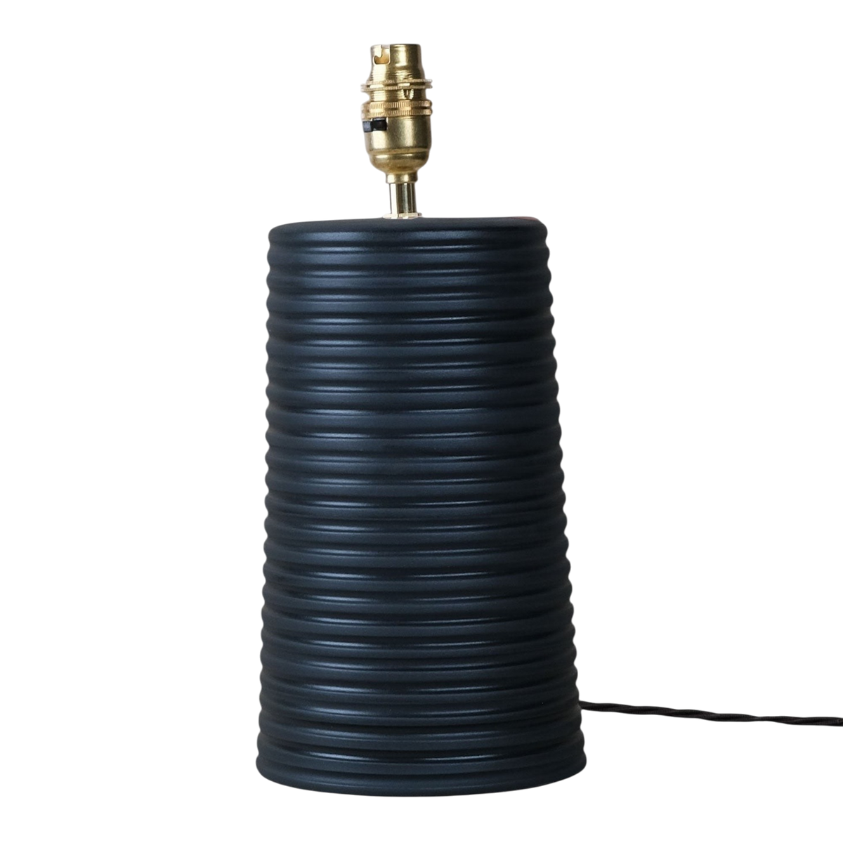 Black Ridged Large Tapered Lamp