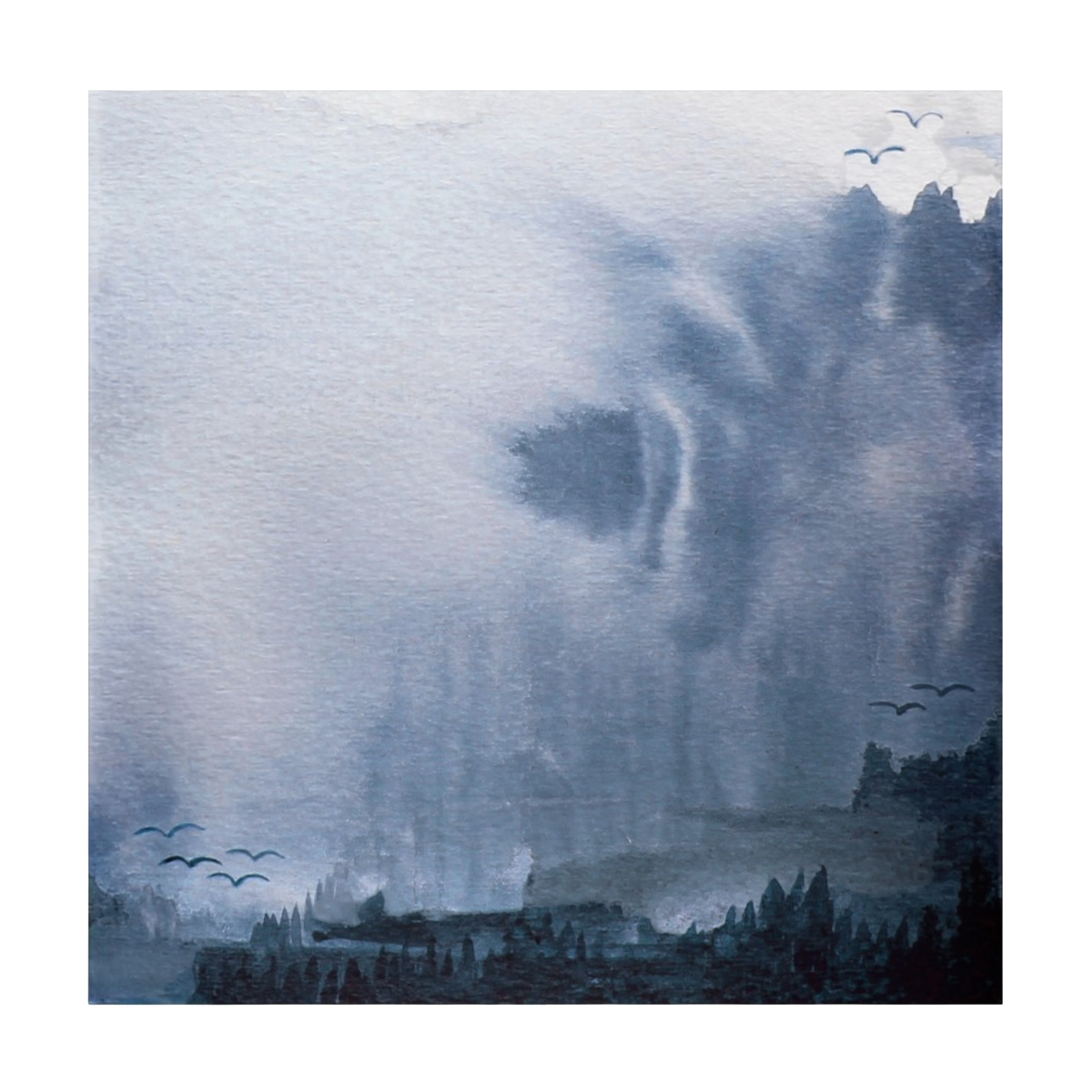 Ethereal Blue Abstract Landscape Art Print 30cm