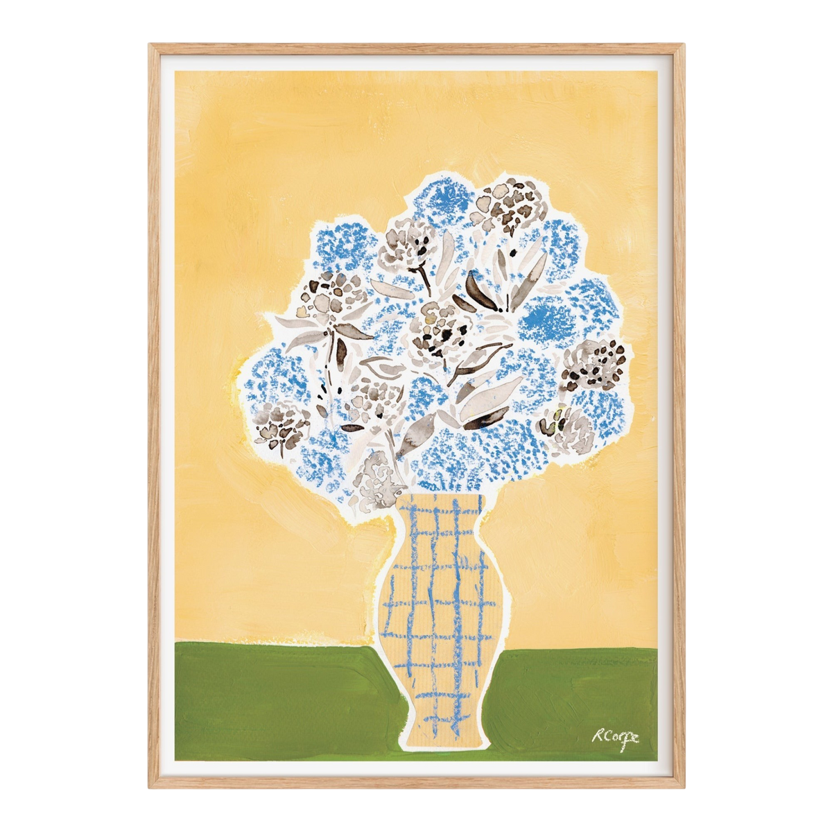 Hydrangea Vase Yellow Art Print