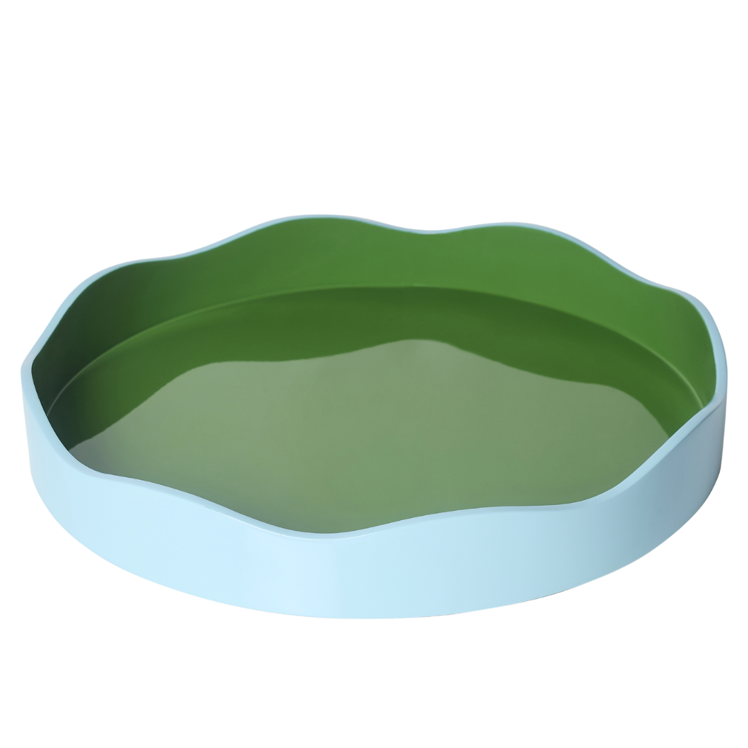 Allegra Round Wiggle Tray in Green and Blue