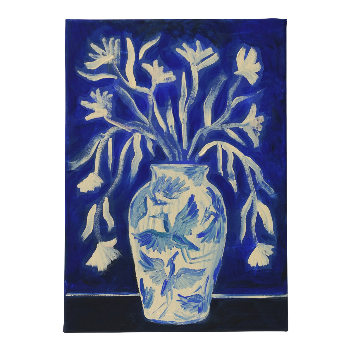 Blue Heron Vase - Original Canvas Painting