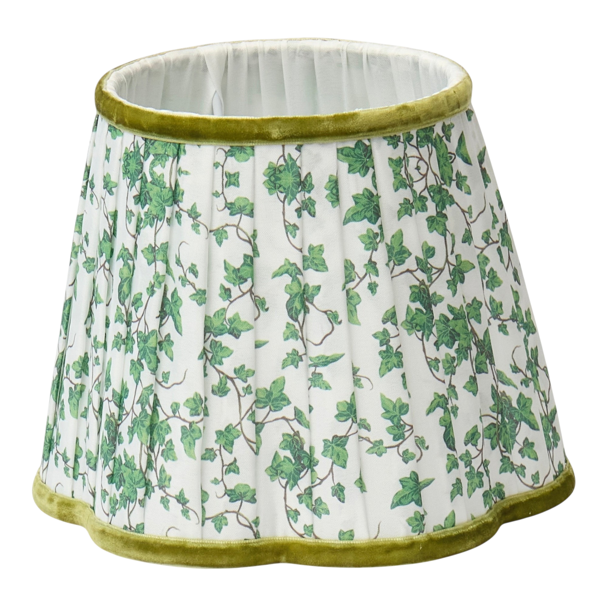 Ivy Green Lampshade with Velvet Trim
