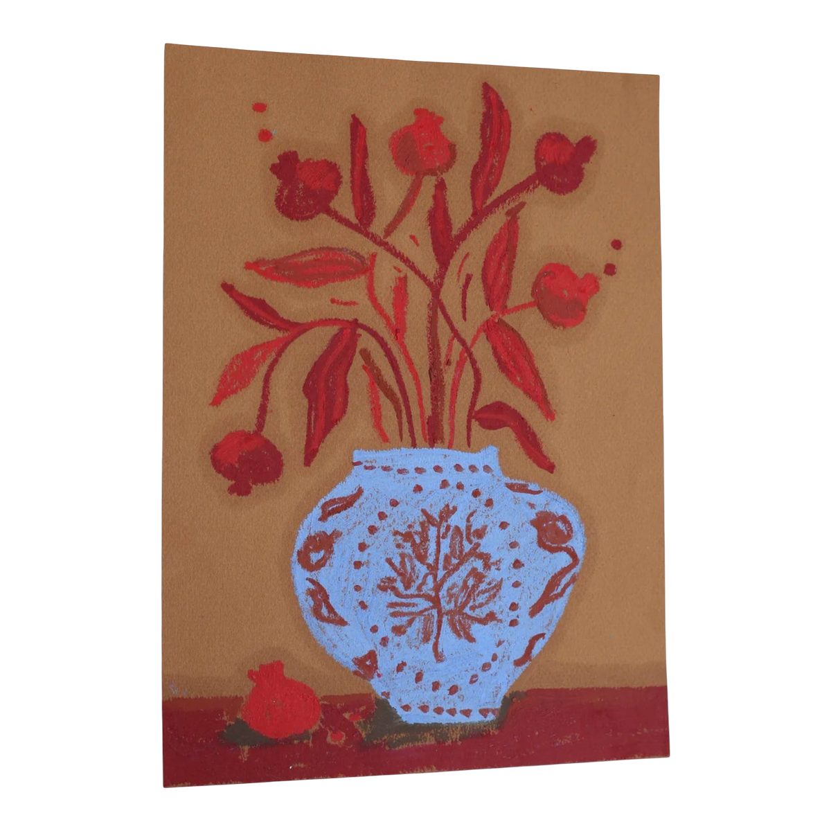 Blue Pomegranate Vase I