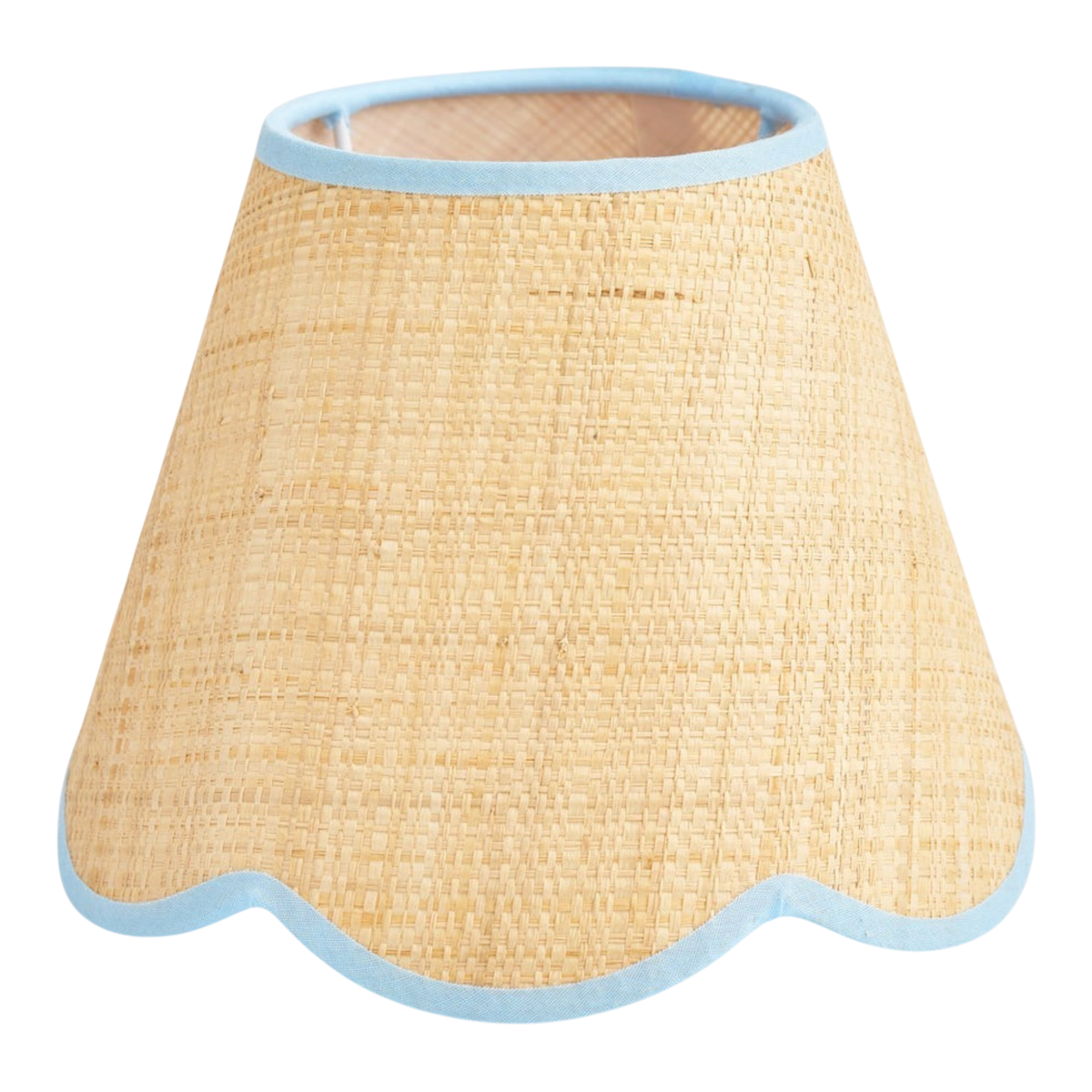 Blue Edged Raffia Scalloped Lampshade