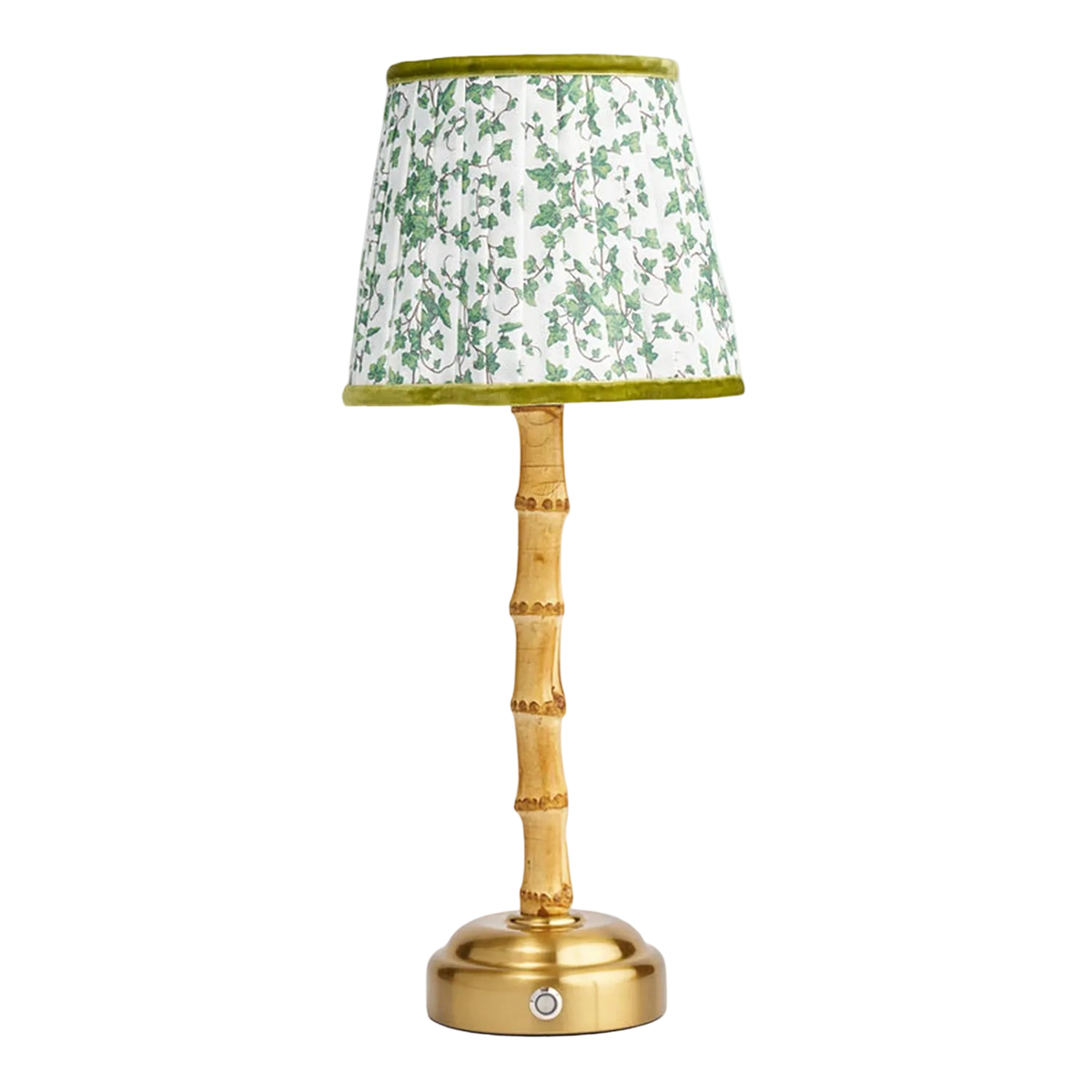 Bamboo Table Lamp with Green Ivy Lampshade