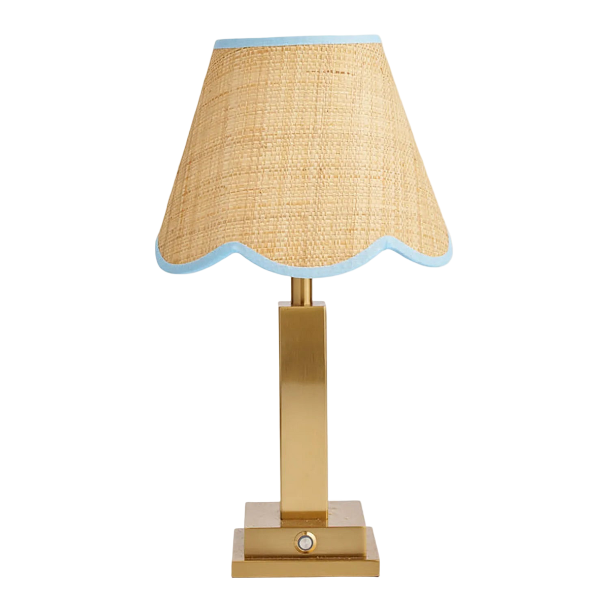 Allegra Rechargeable Table Lamp with Blue Raffia Lampshade