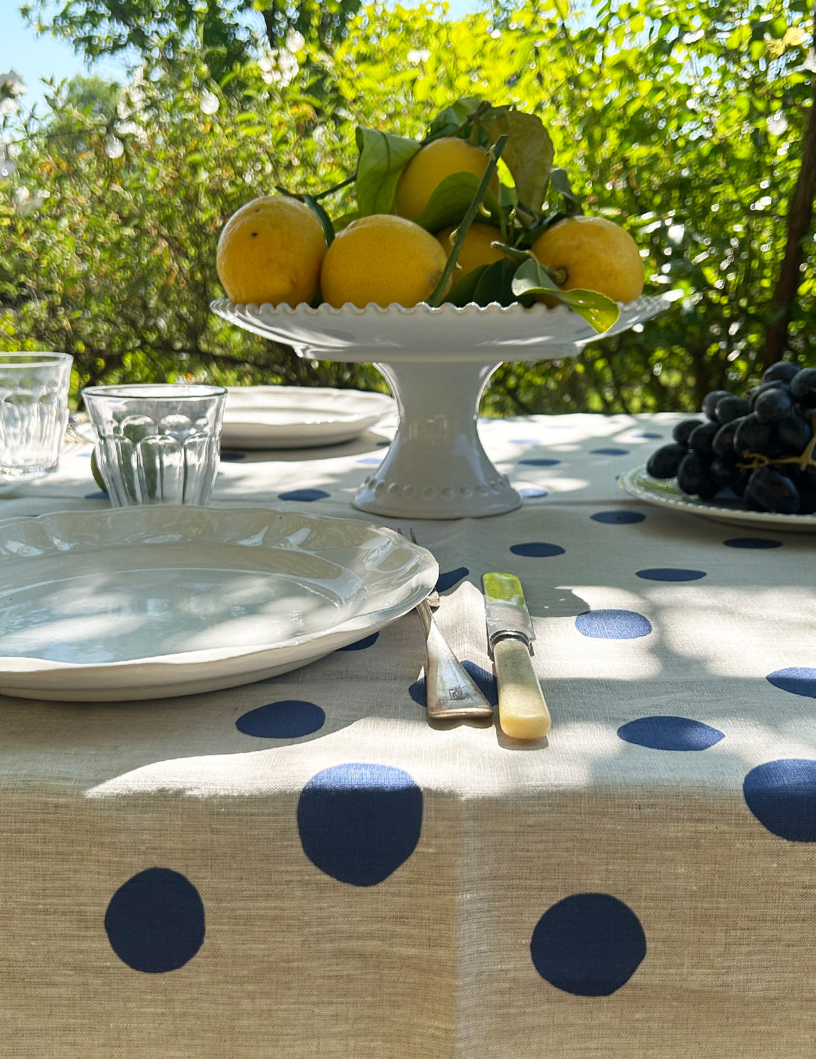 Polka Dot Linen Tablecloth