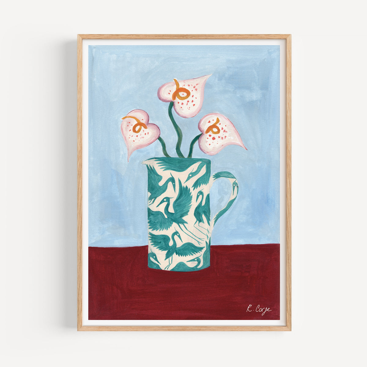 Teal Herons Jug Art Print