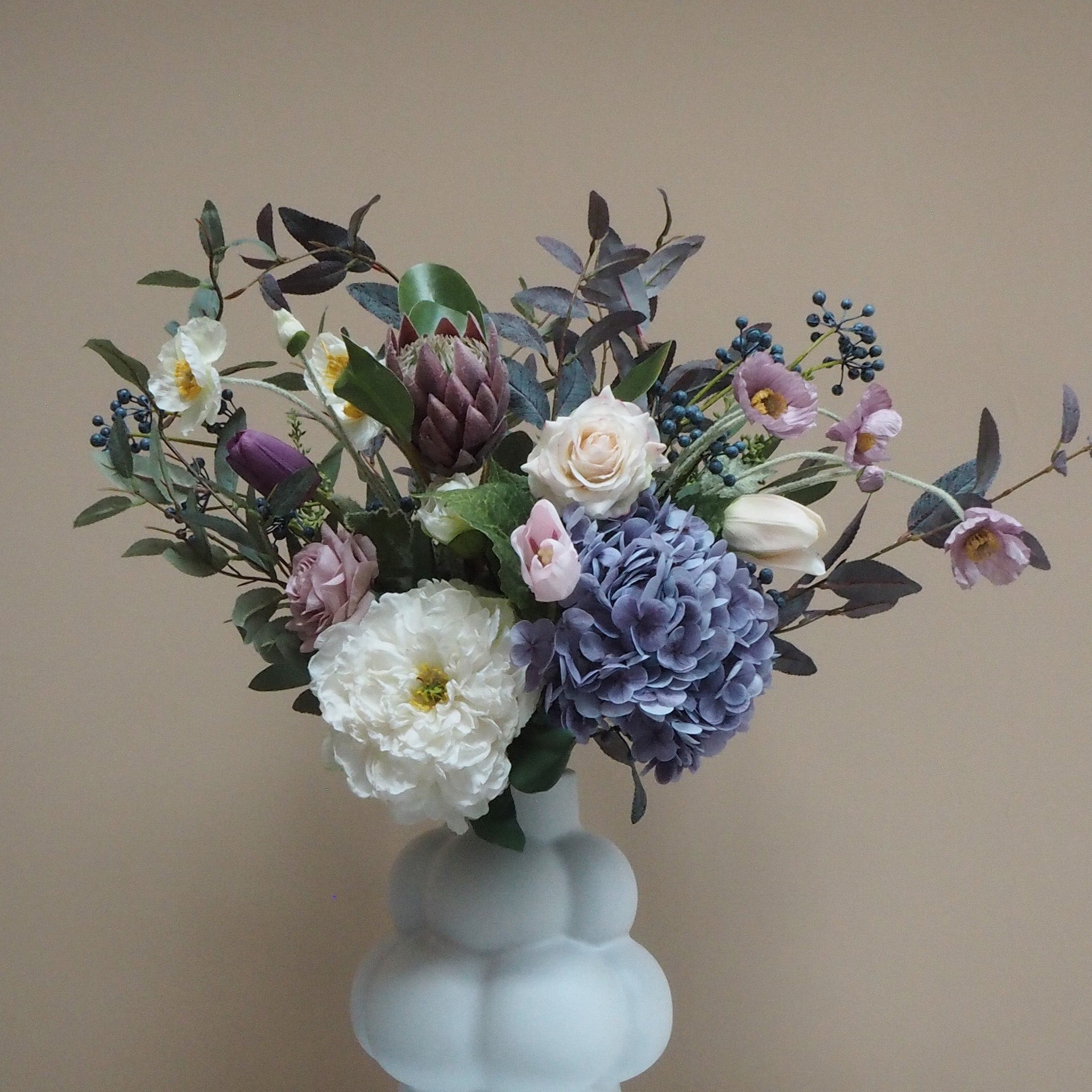 Faux Flower Arrangements - The Belle - Purples, Whites & Greens