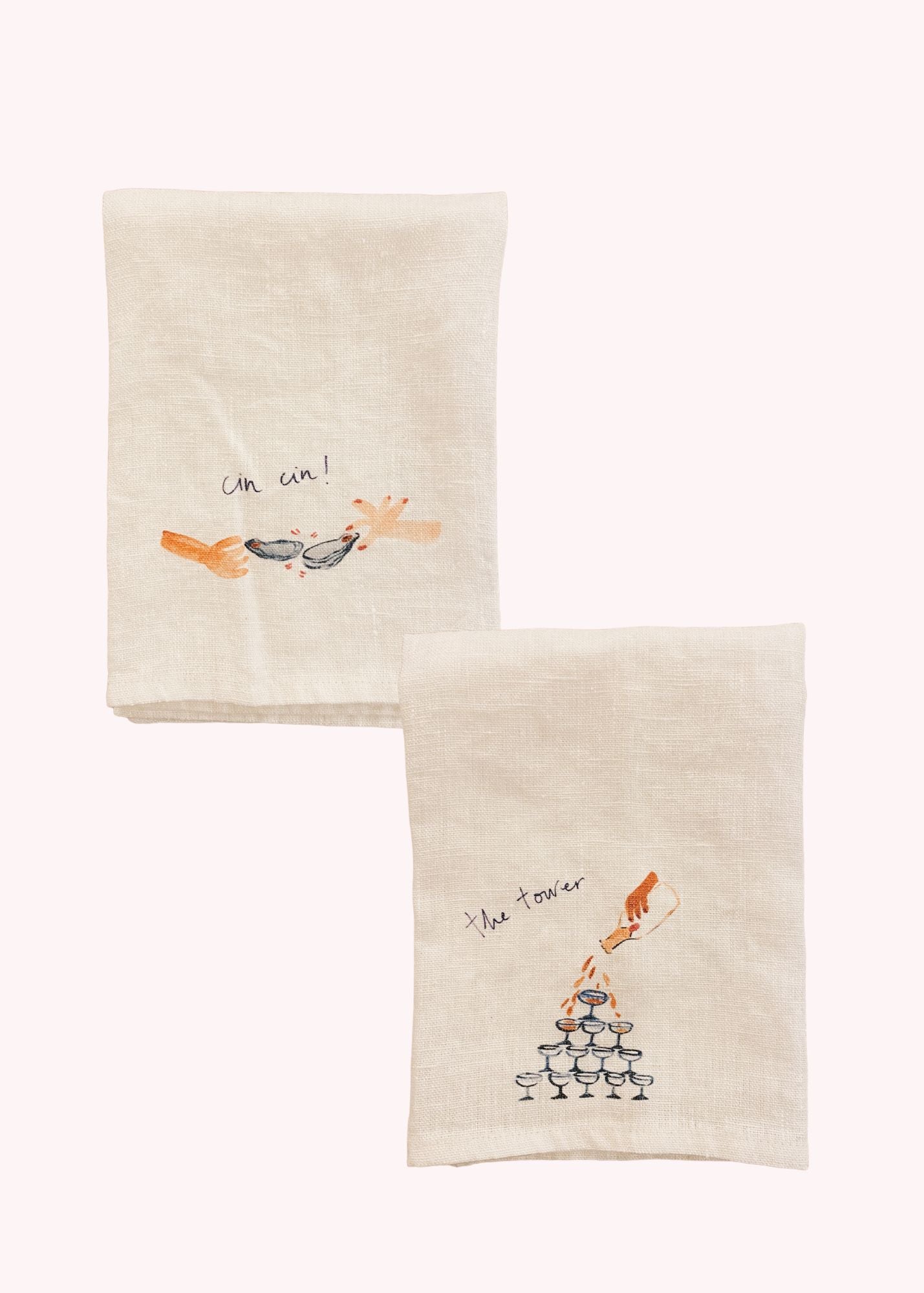 The Tower & Oyster Cheers - Set of Two Linen Napkins