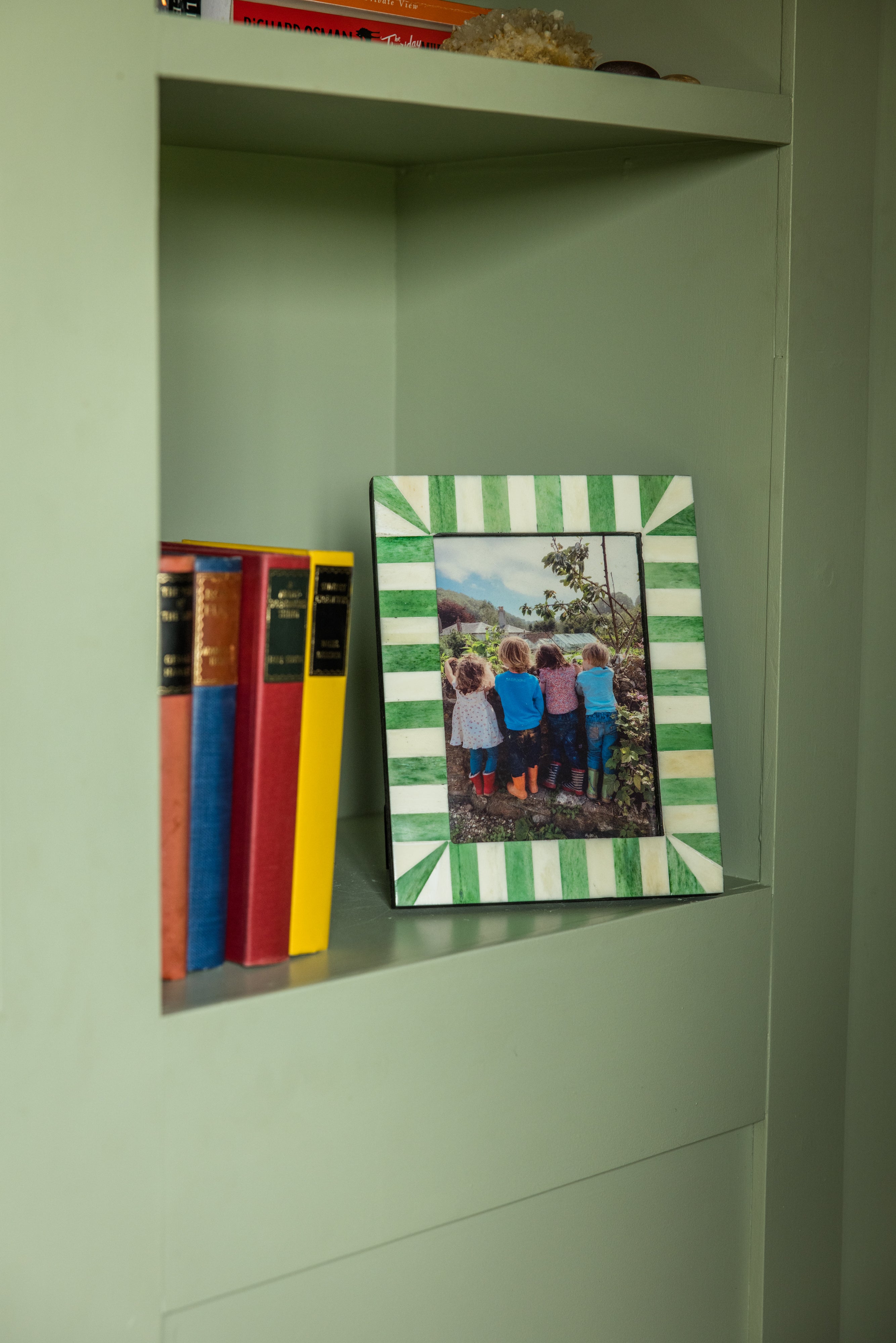 Small Photo frame | Green & White | Striped